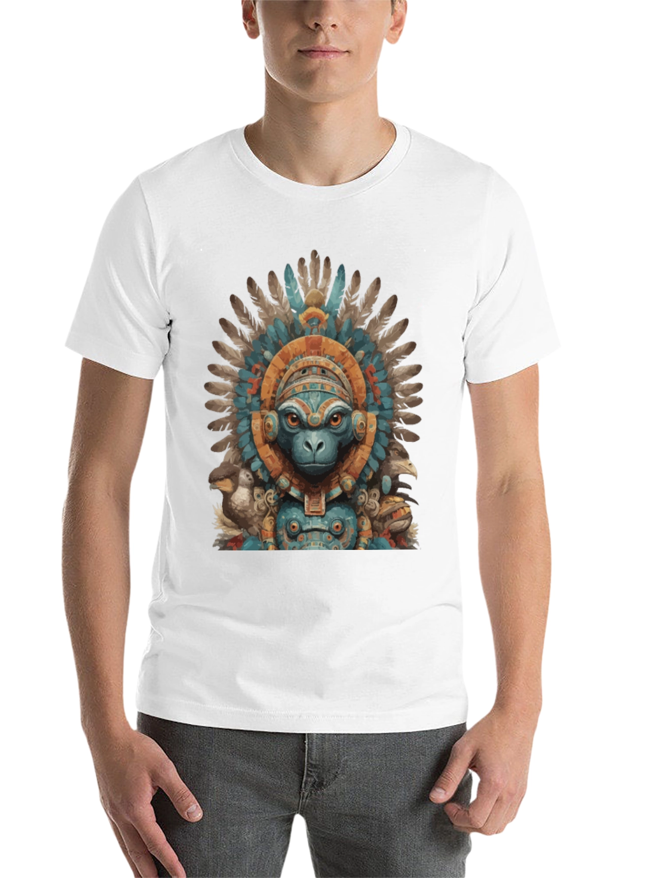 Black Monkey Aztec Headdress Graphic Tee view 14