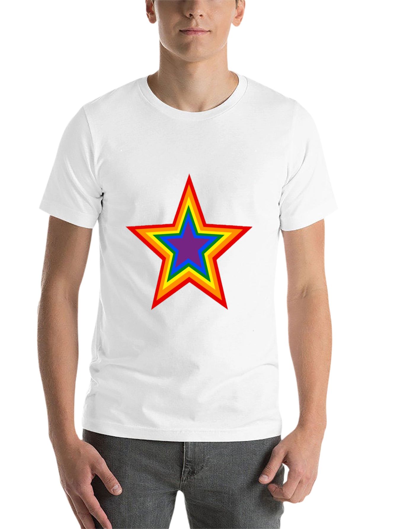 Black Rainbow Star Graphic Black T-Shirt view 14