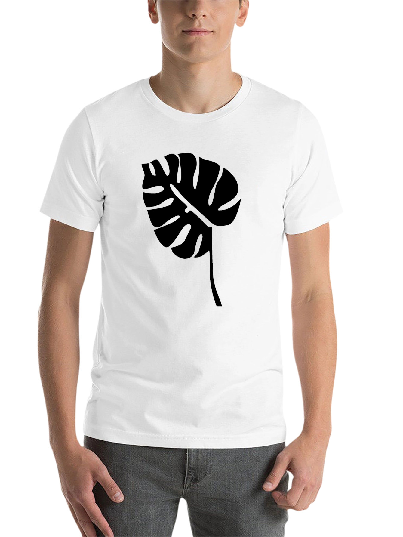 Black Modern Monstera Leaf Graphic T-Shirt view 14