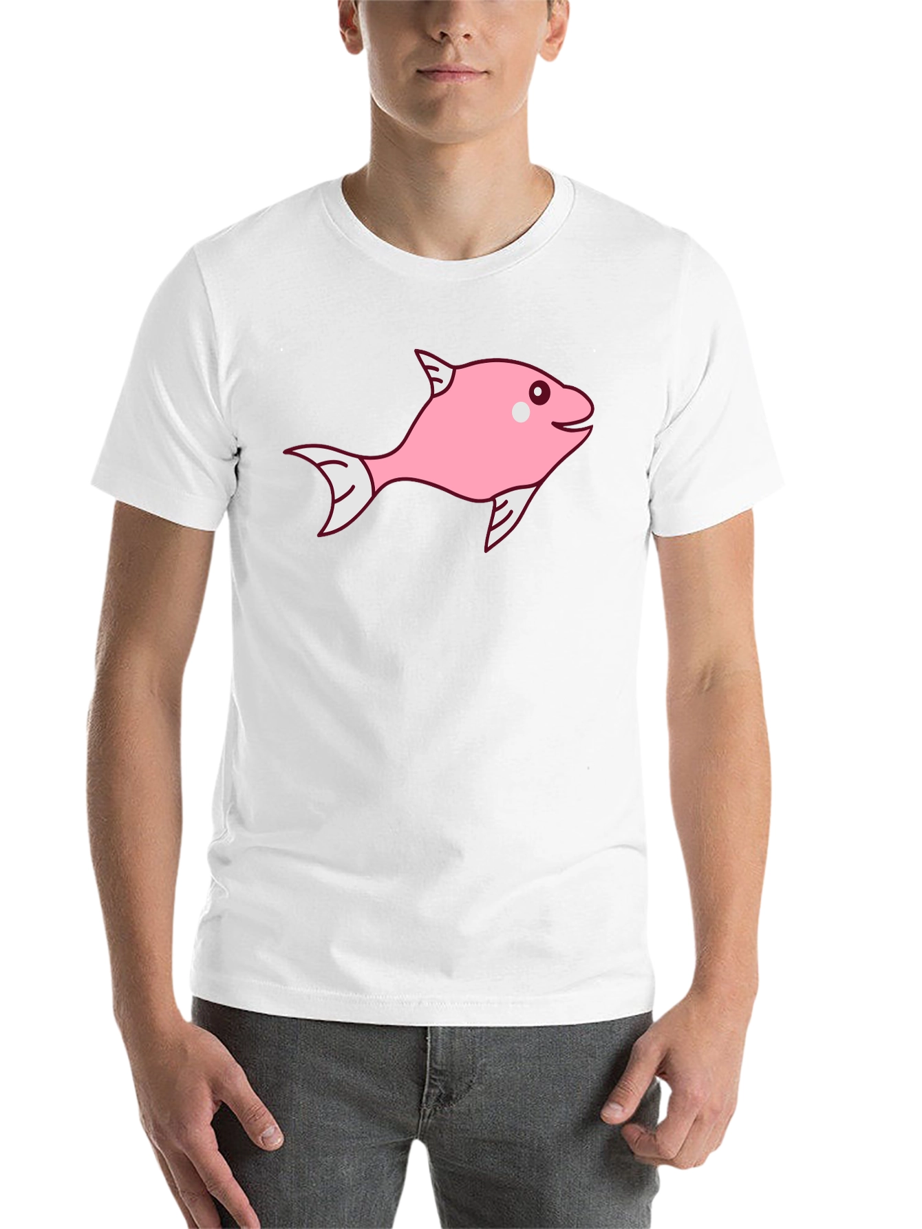Black Pink Fish Graphic Tee - Black Cotton Blend view 14