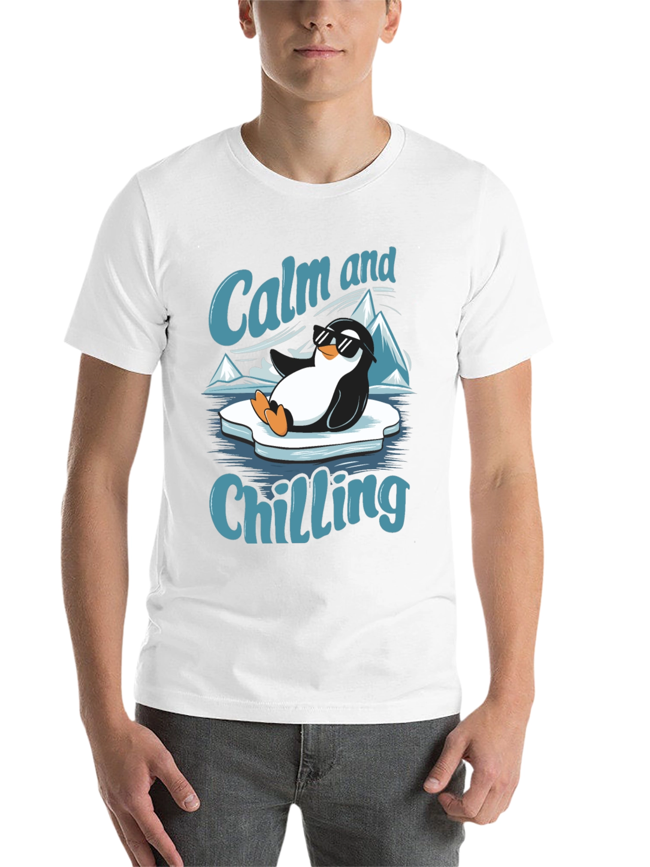 Black Calm and Chilling Penguin T-Shirt view 14