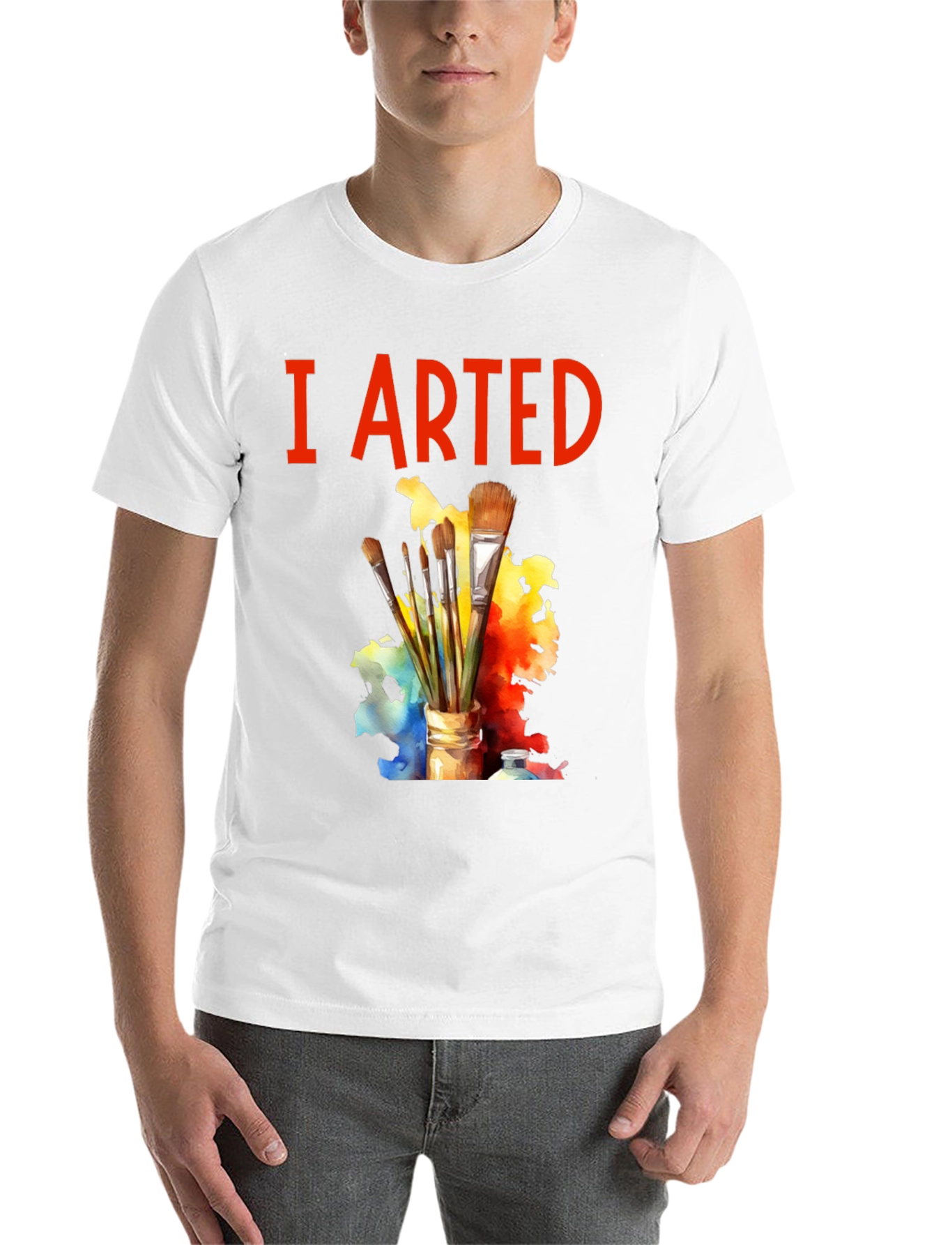 Black I Arted T-Shirt - Painter's Palette Brush Design view 14