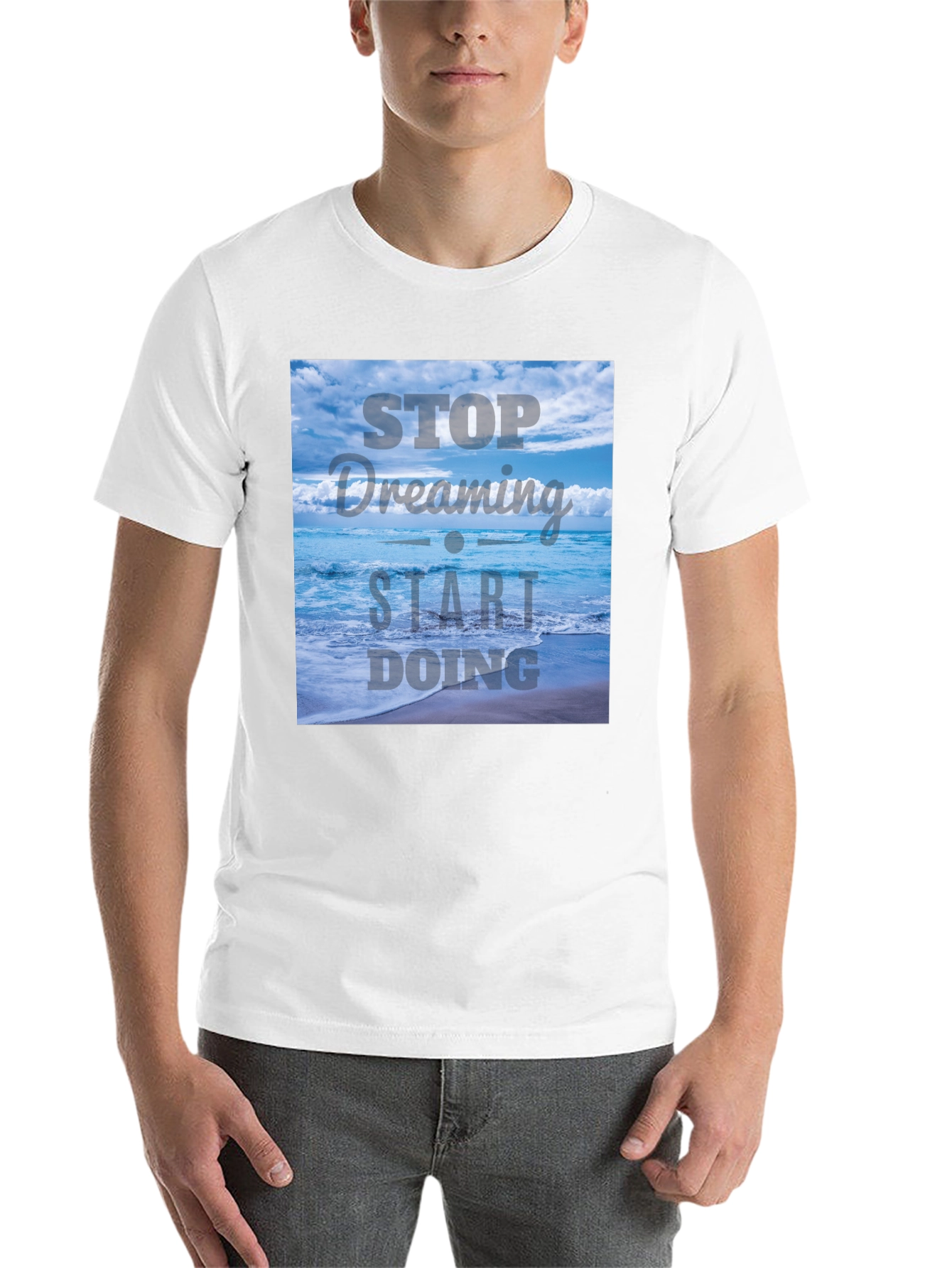 Black Inspirational Ocean T-Shirt - Stop Dreaming, Start Doing view 14