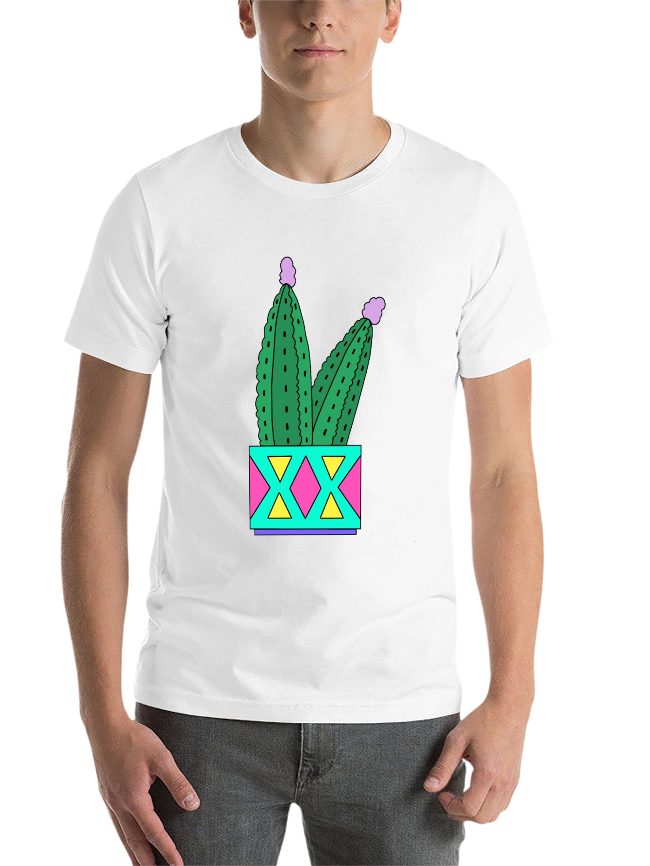 Black Fun Cactus T-Shirt - Black Cotton Graphic Tee view 14