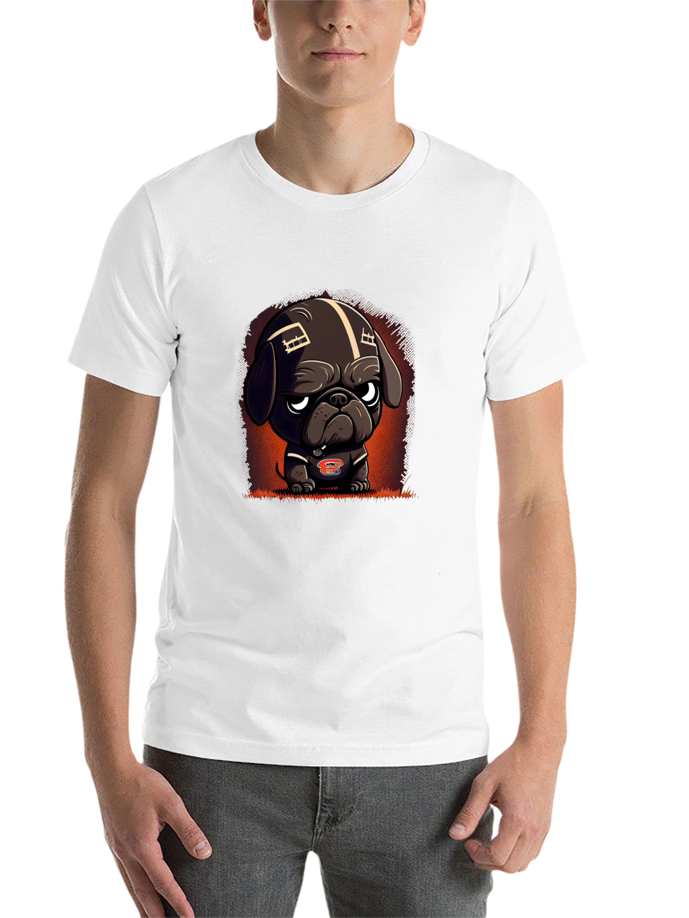 Black Cartoon Dog Football Fan T-Shirt view 14