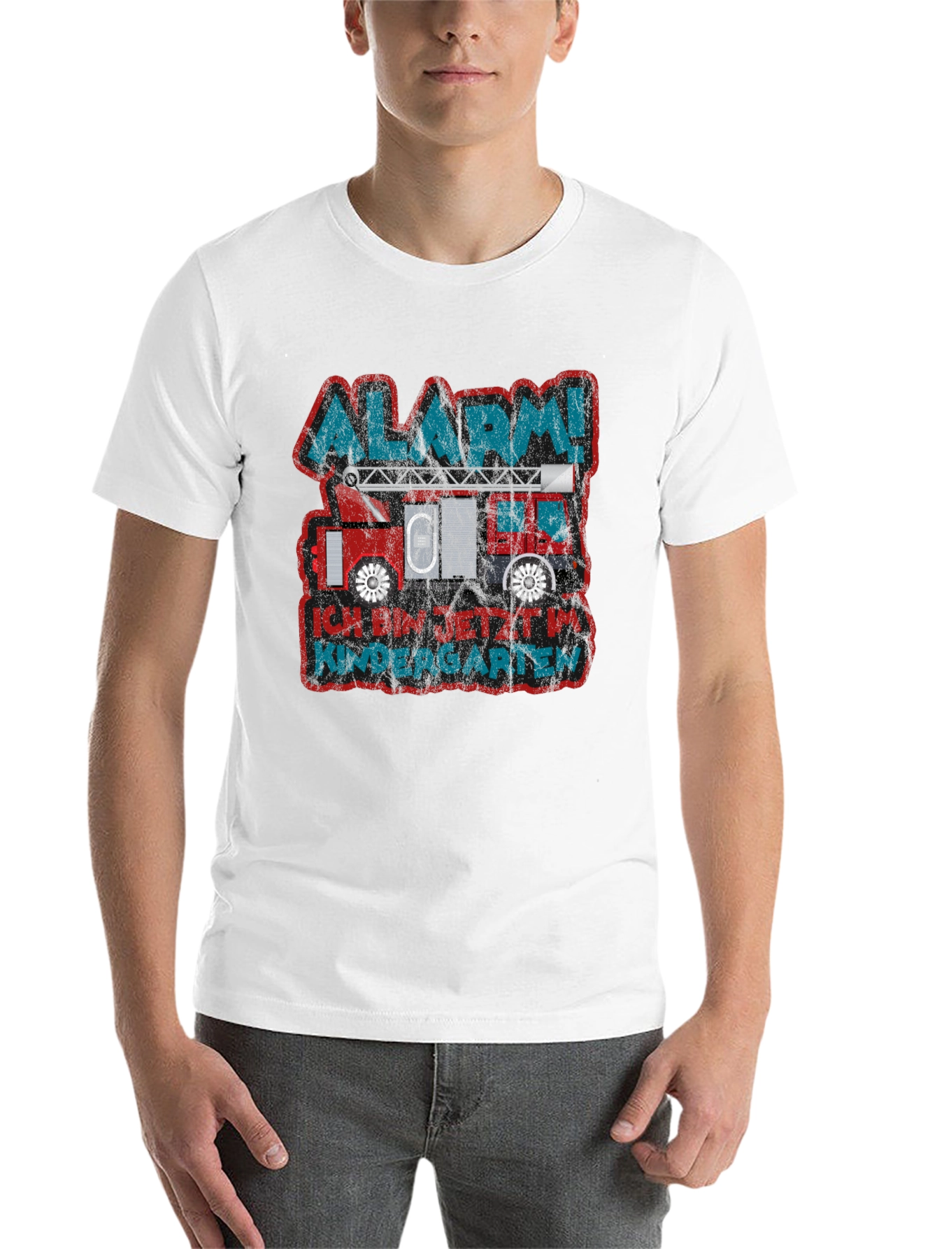 Black Alarm! Kindergarten Fire Truck T-Shirt view 14