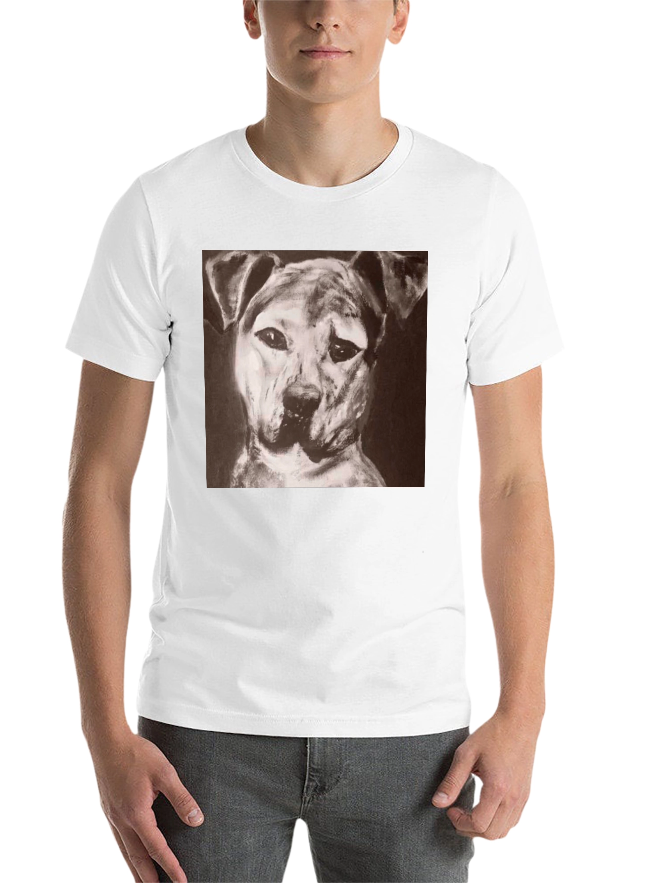 Black Dog Portrait Black T-Shirt - Artistic Graphic Tee view 14