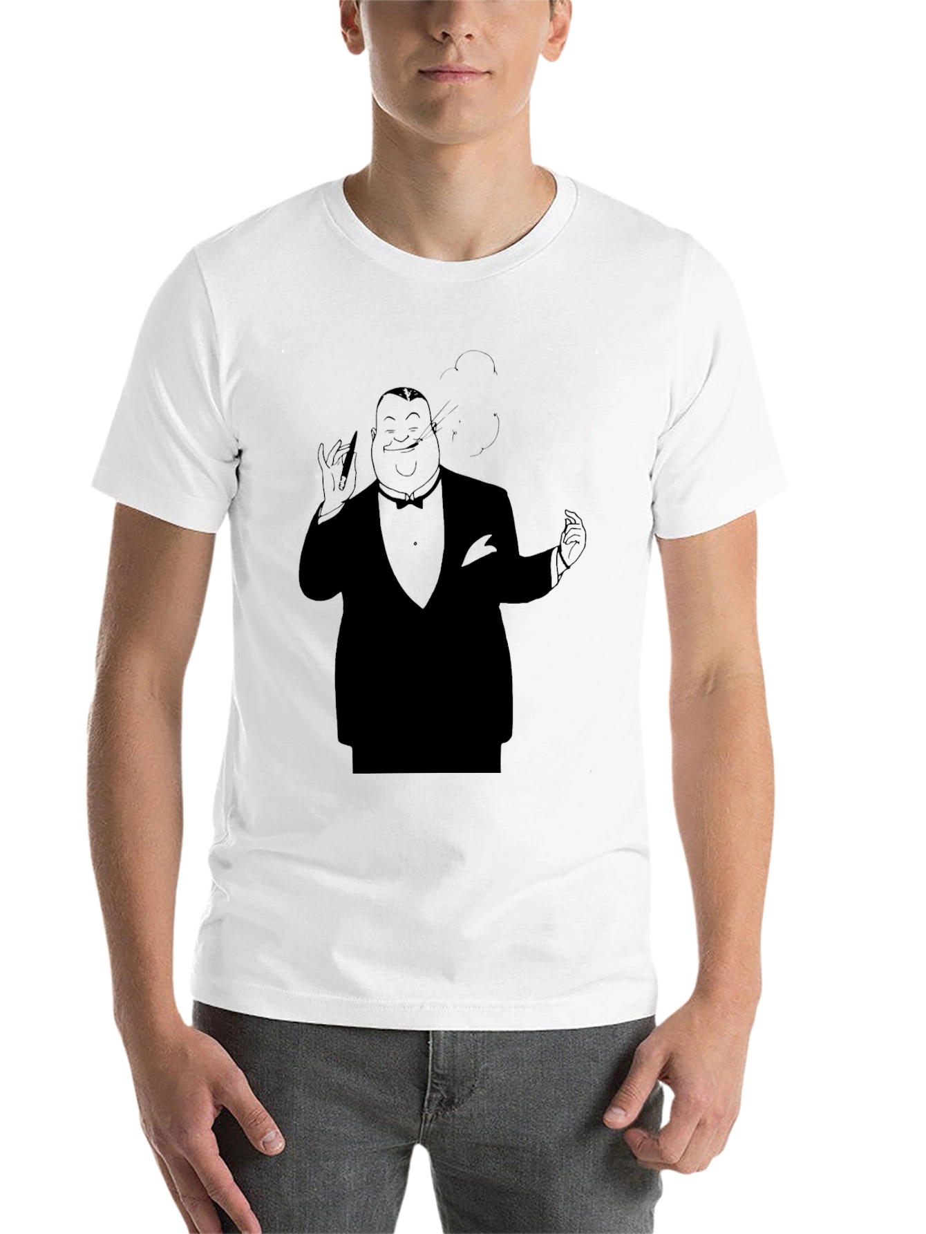 Black Black Tuxedo Cartoon Graphic Tee view 14