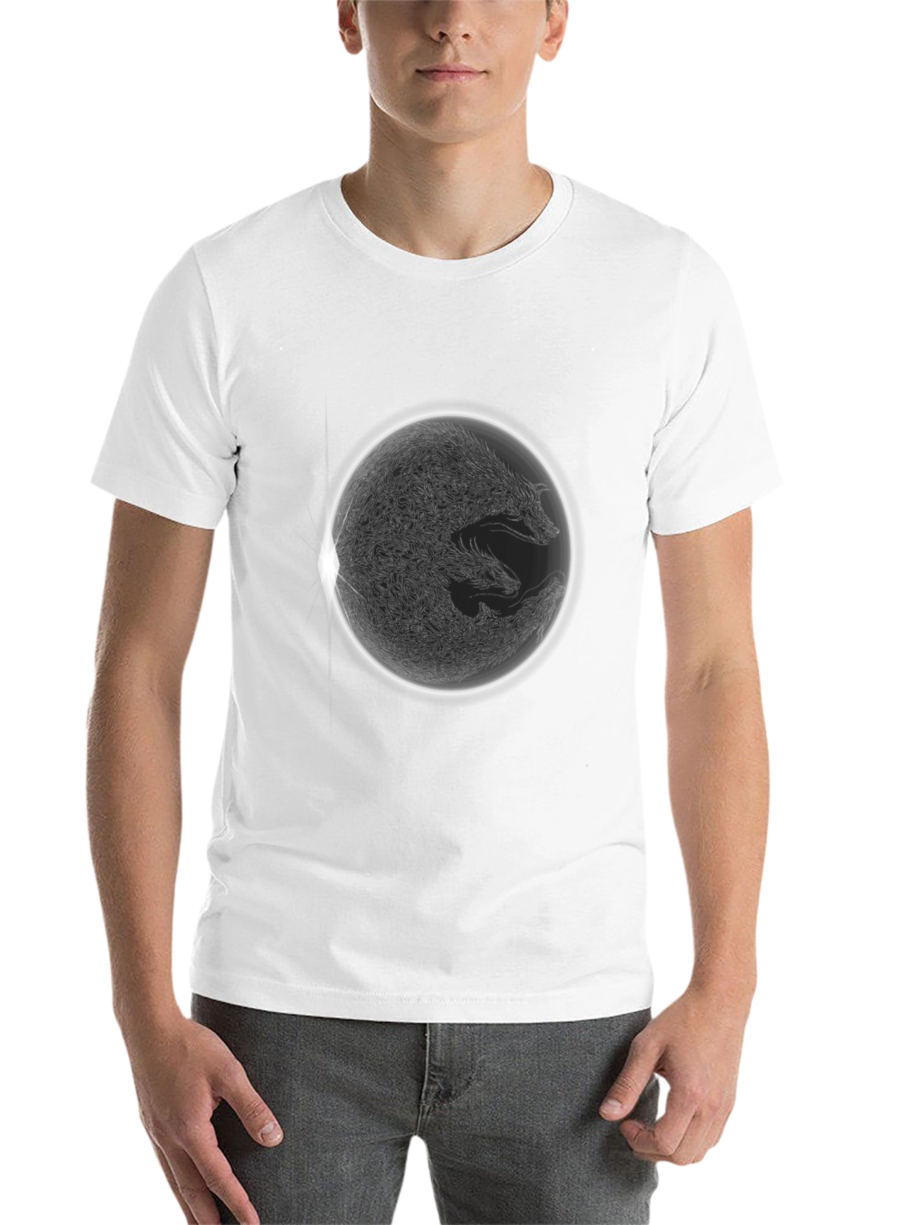 Black Wolf Eclipse Graphic Black T-Shirt view 14