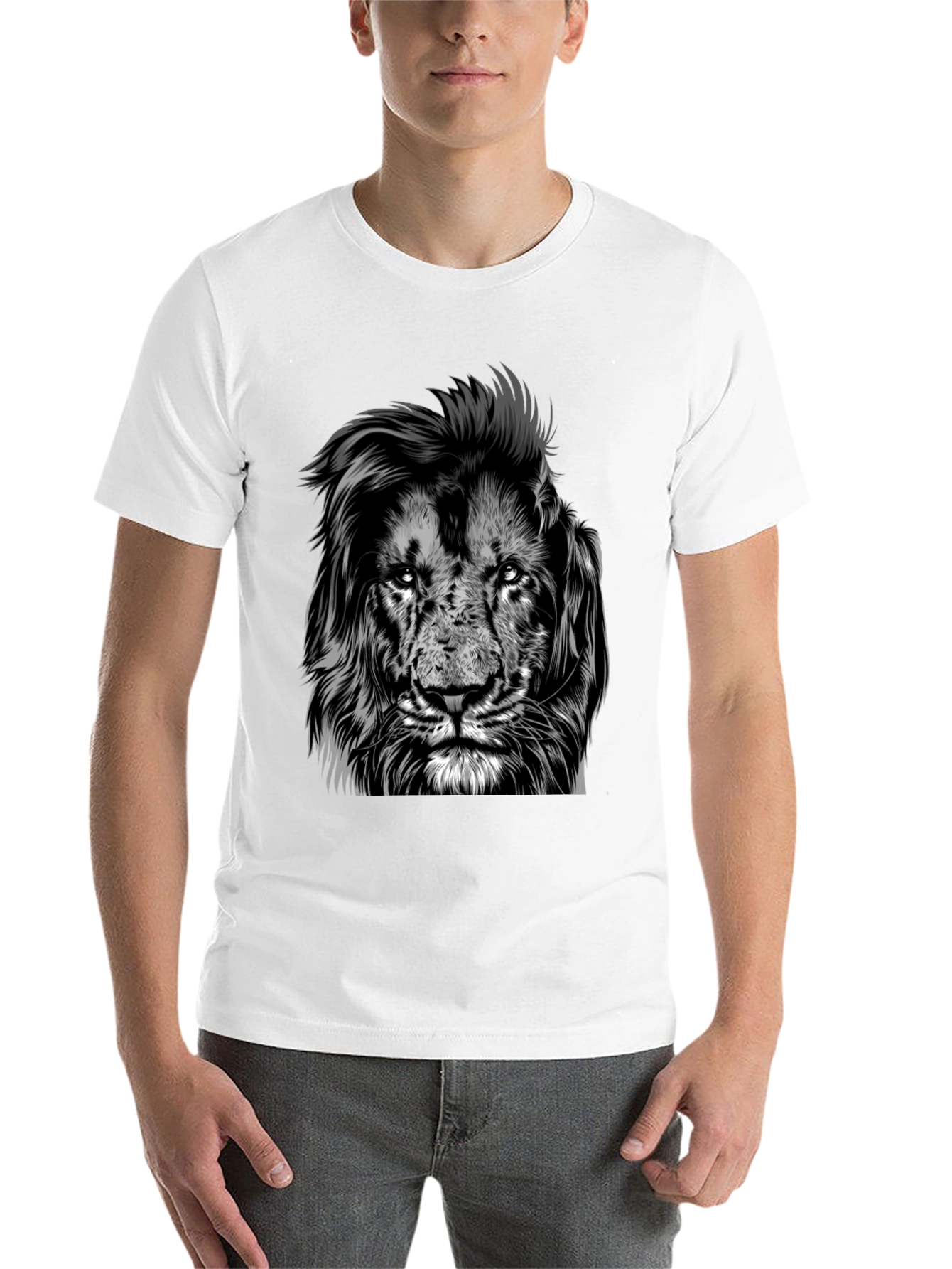 Black Lion Graphic Tee - Black Crew Neck Short Sleeve view 14
