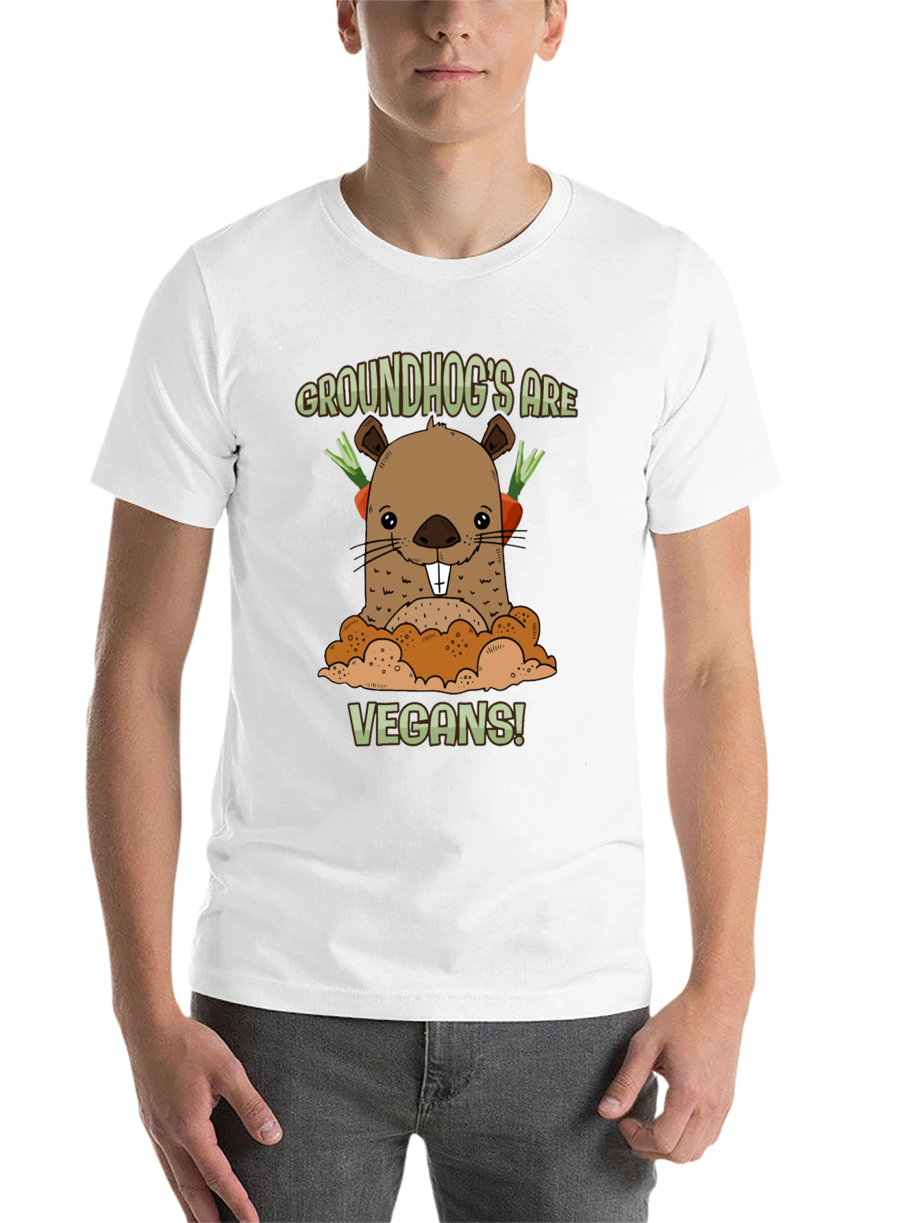 Black Groundhog Vegan T-Shirt view 14