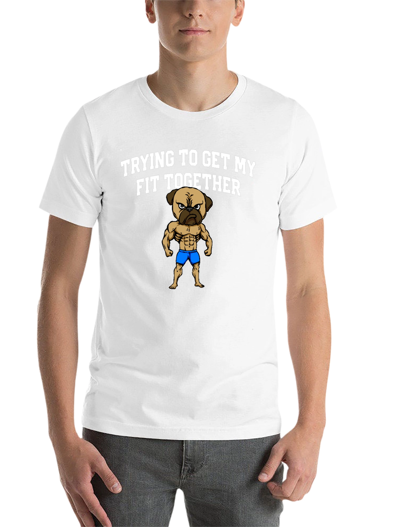 Black Funny Pug Gym T-Shirt - Trying to Get My Fit Together view 14