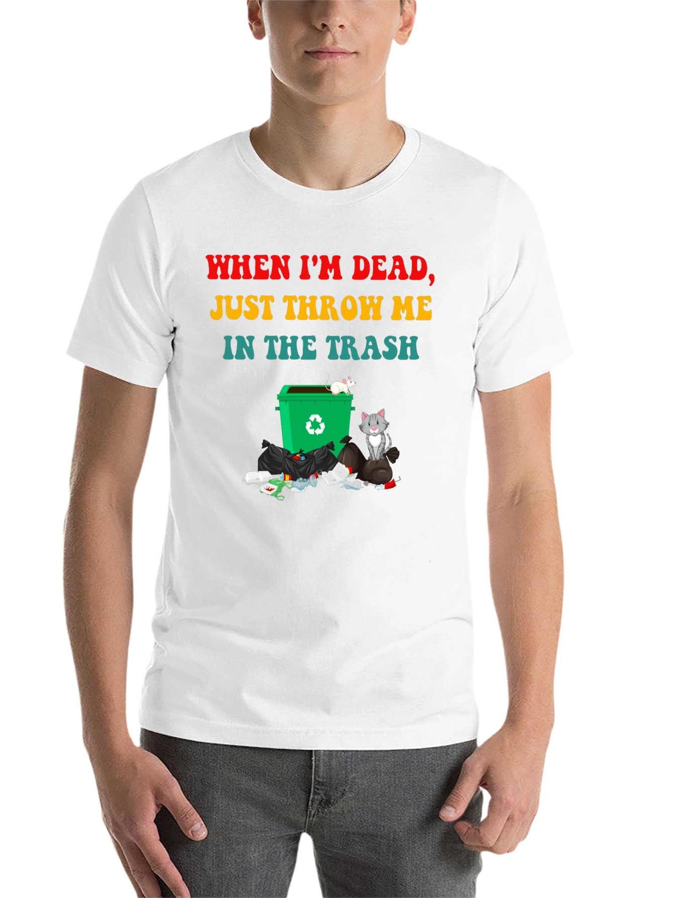 Black Humorous "Throw Me in the Trash" Graphic Tee view 14