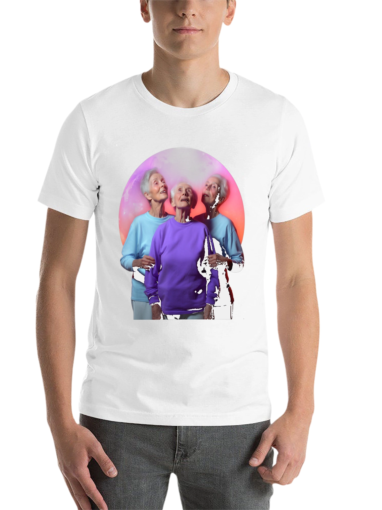 Black Three Grannies in Space Black T-Shirt view 14