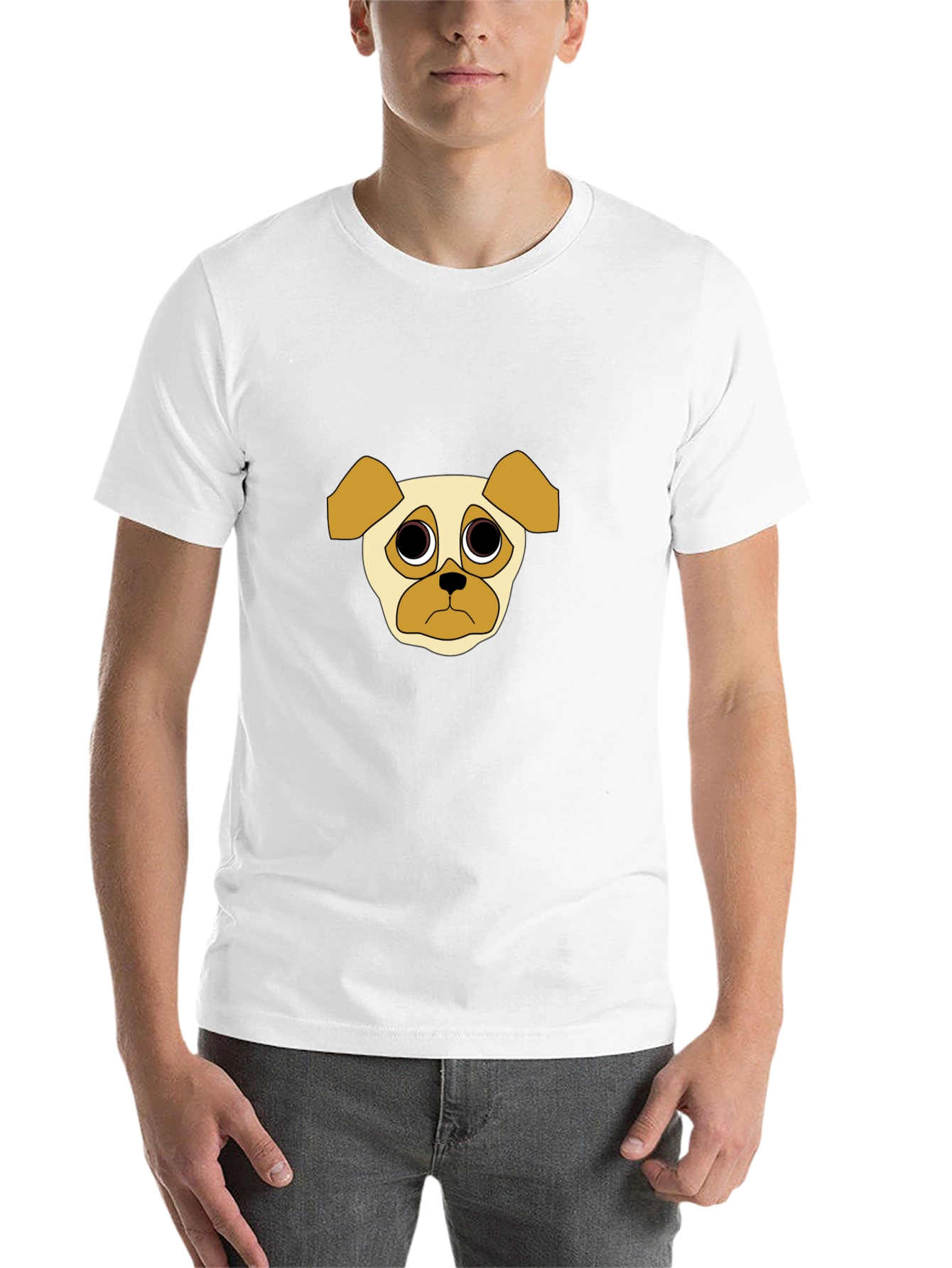 Black Sad Pug Graphic Tee - Black Cotton Casual T-Shirt view 14