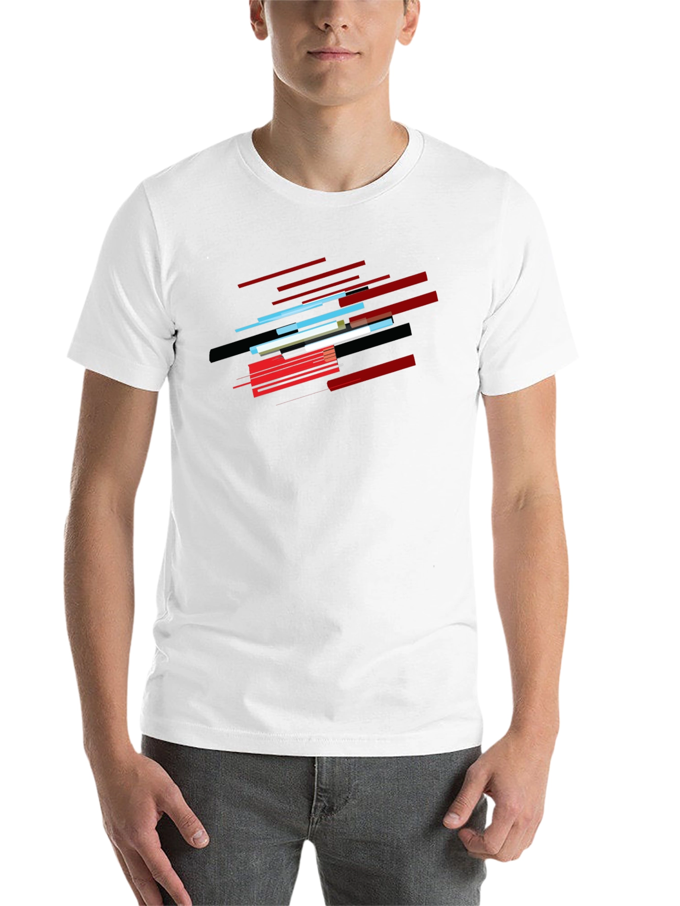Black Abstract Lines Graphic Black T-Shirt view 14