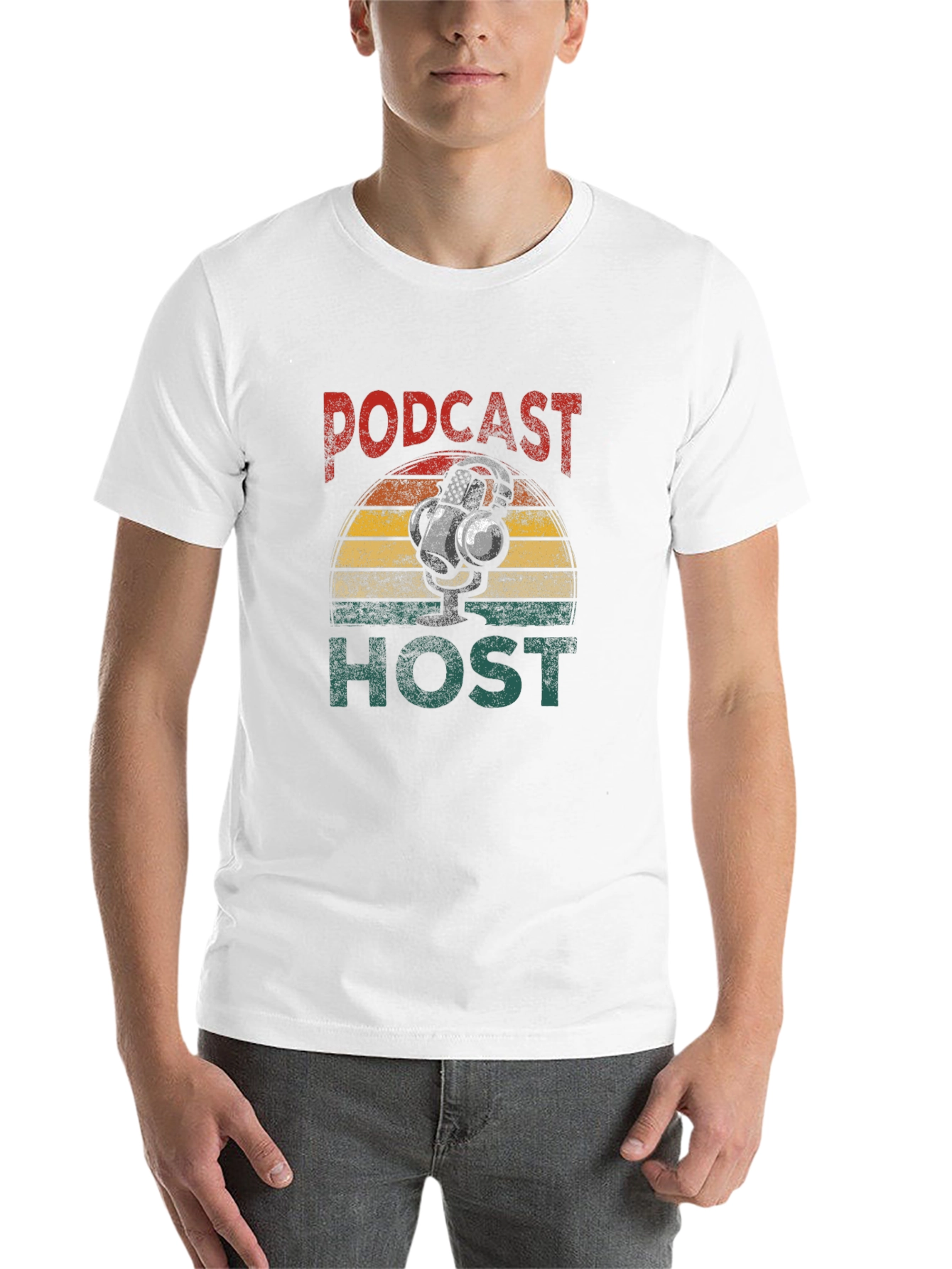 Black Podcast Host Retro Graphic T-Shirt view 14