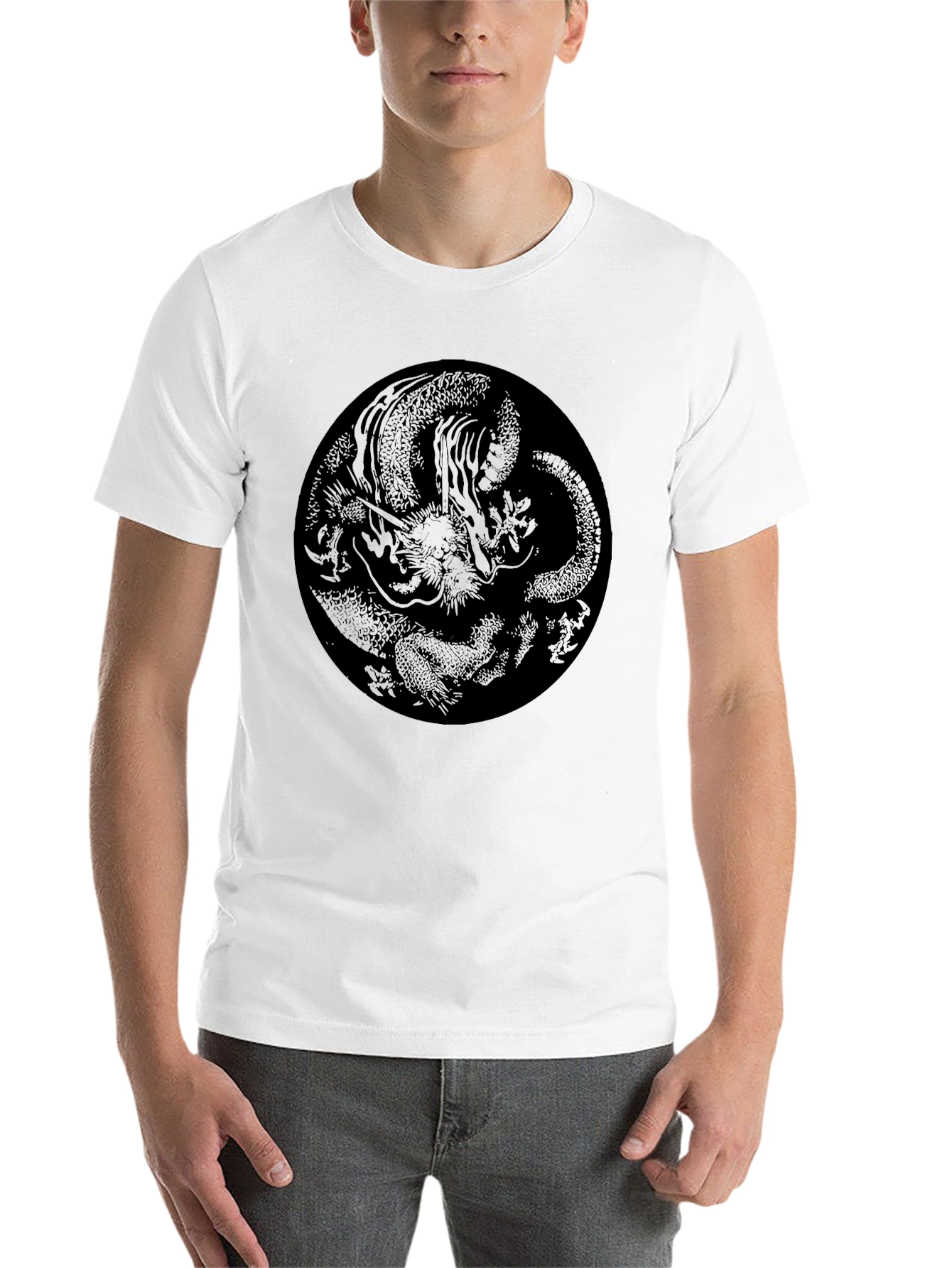 Black Dragon Circle Graphic Black T-Shirt view 14