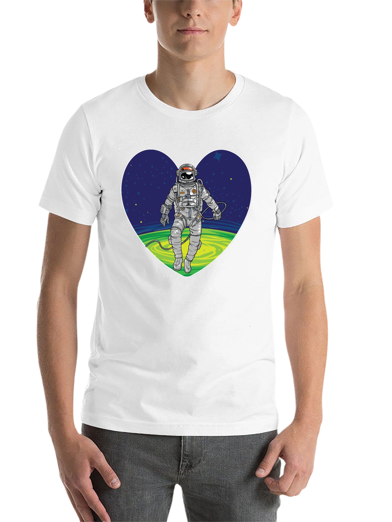 Black Astronaut in Heart Graphic T-Shirt view 14