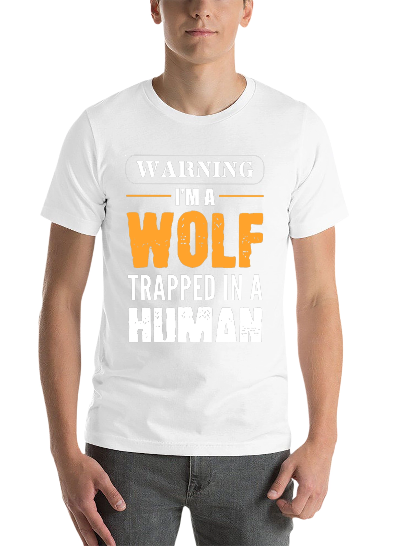 Black Warning I'm a Wolf Trapped in a Human T-Shirt view 14