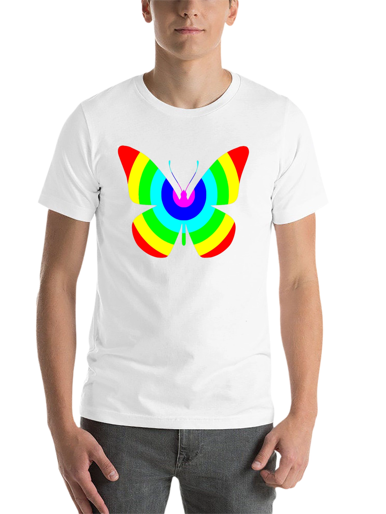 Black Rainbow Butterfly Graphic Black T-Shirt view 14