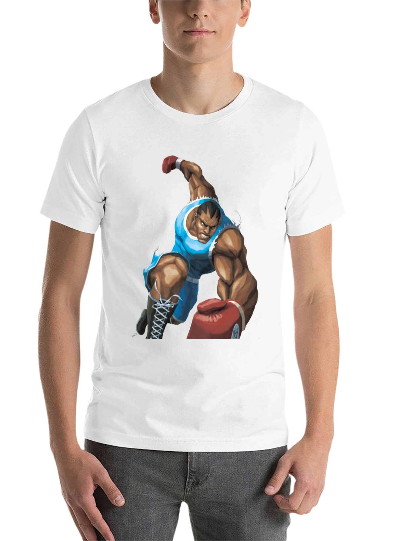 Black Bald Boxer Punch Out Style Black T-Shirt view 14