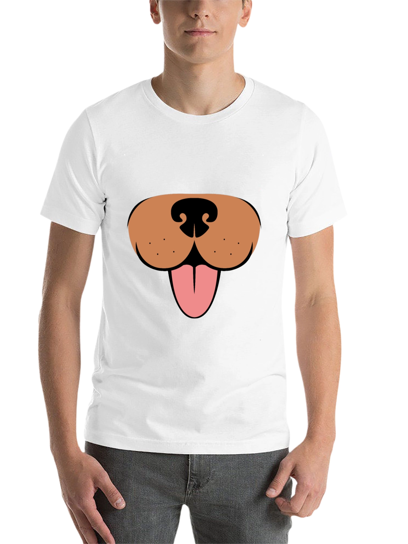 Black Funny Dog Face Graphic Tee - Black Casual T-Shirt view 14