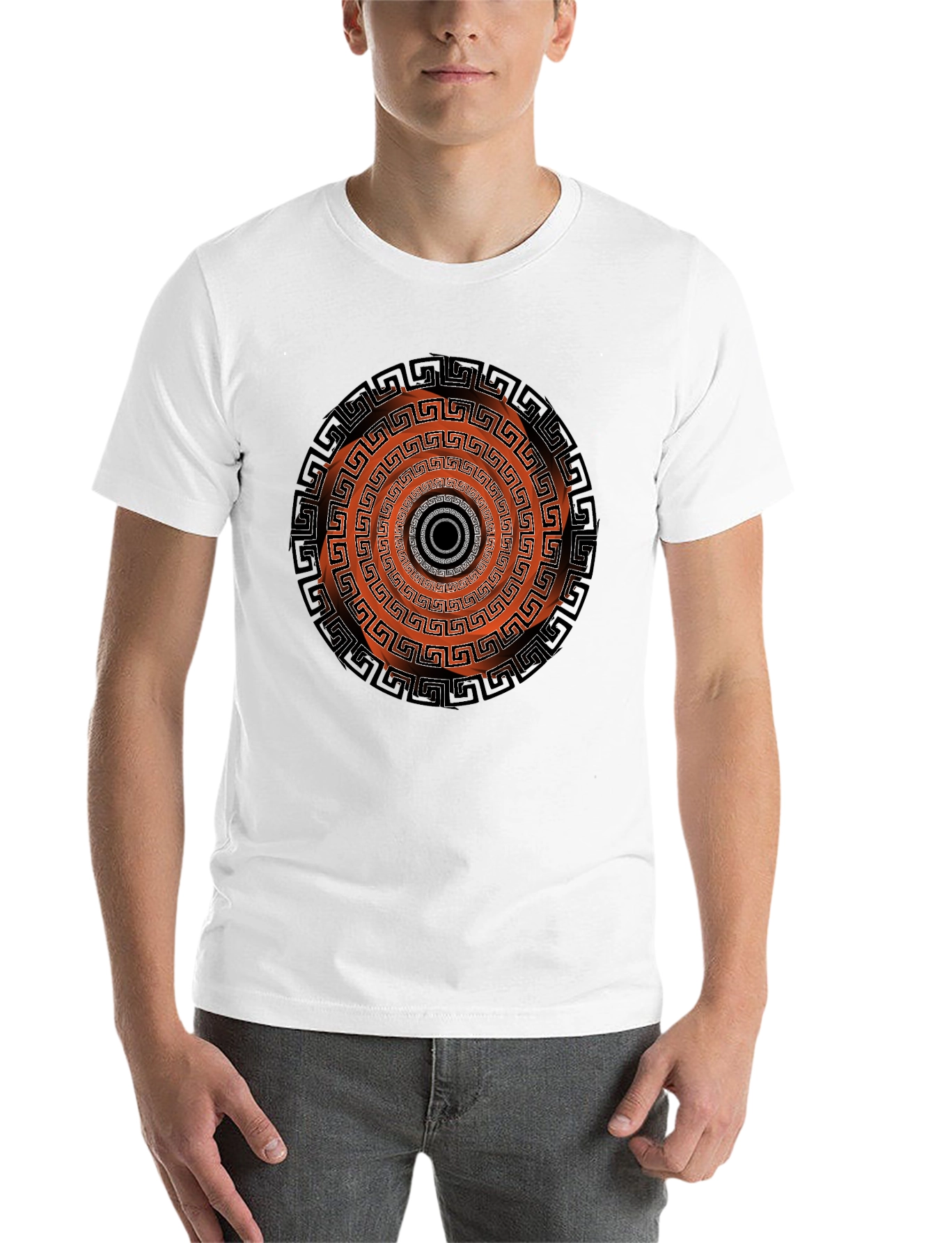 Black Geometric Circle Graphic Print Men's Black T-Shirt view 14