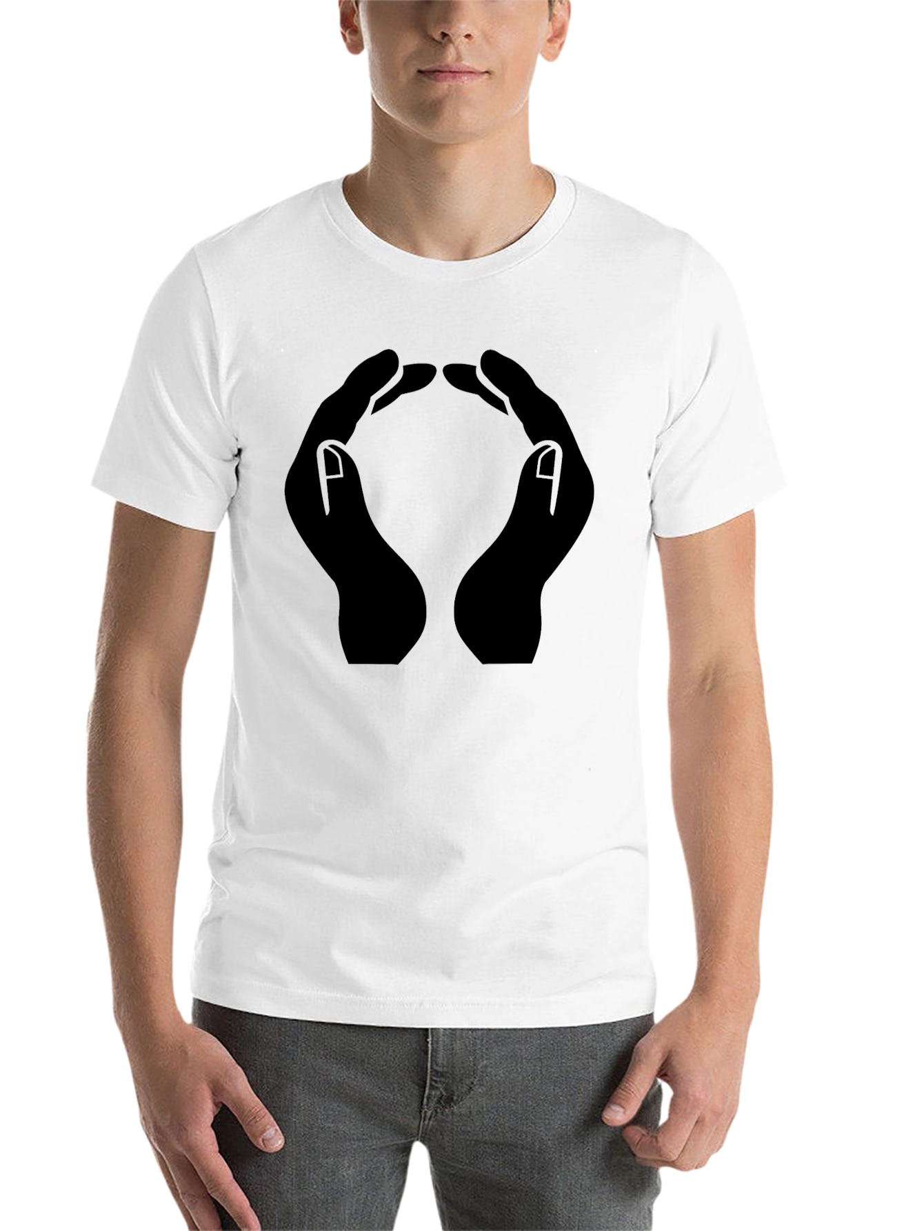 Hands Forming Circle Graphic T-Shirt - Black - 14