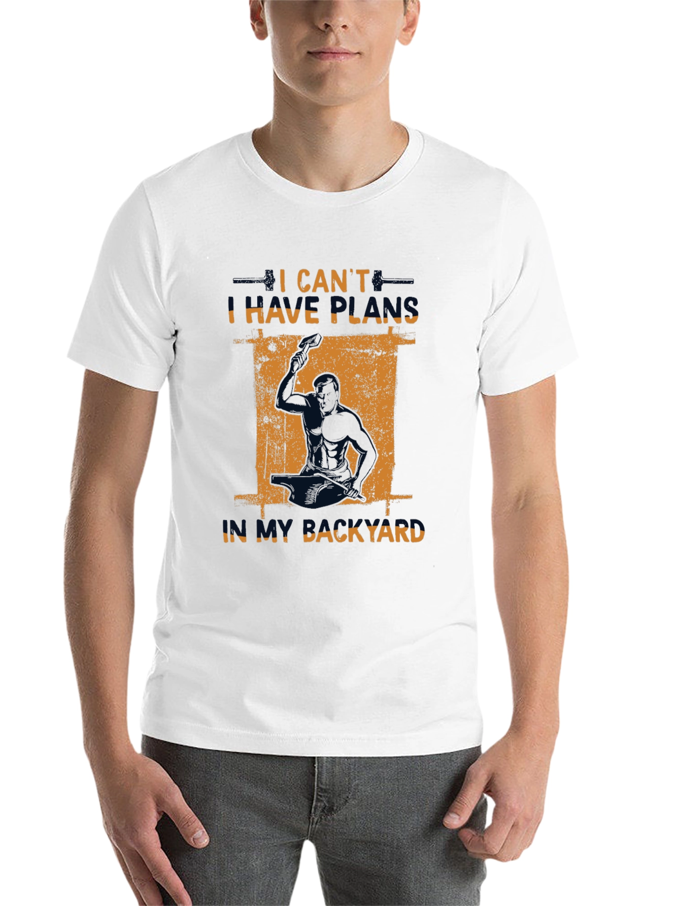 Black I Can't I Have Plans In My Backyard T-Shirt view 14
