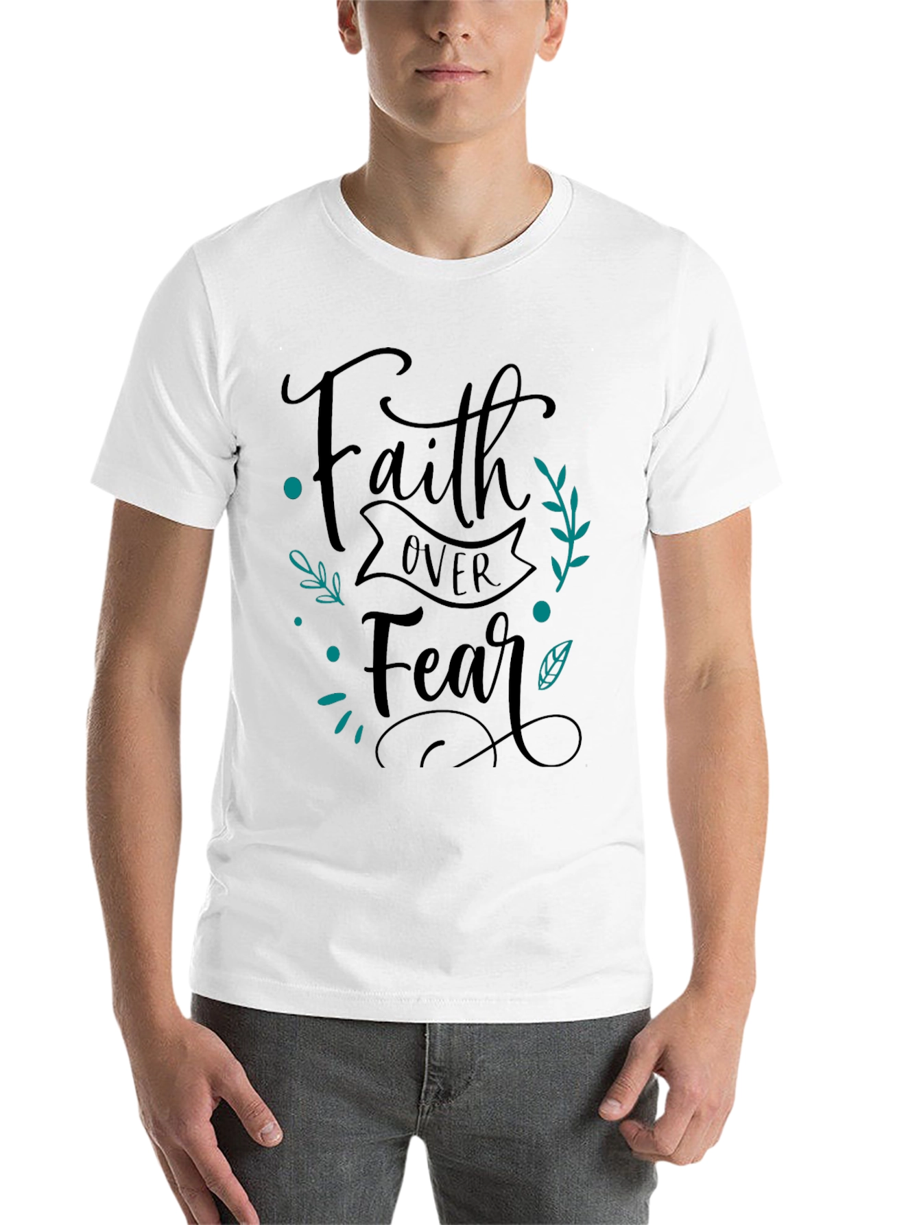 Black Faith Over Fear Graphic Tee - Unisex Black T-Shirt view 14