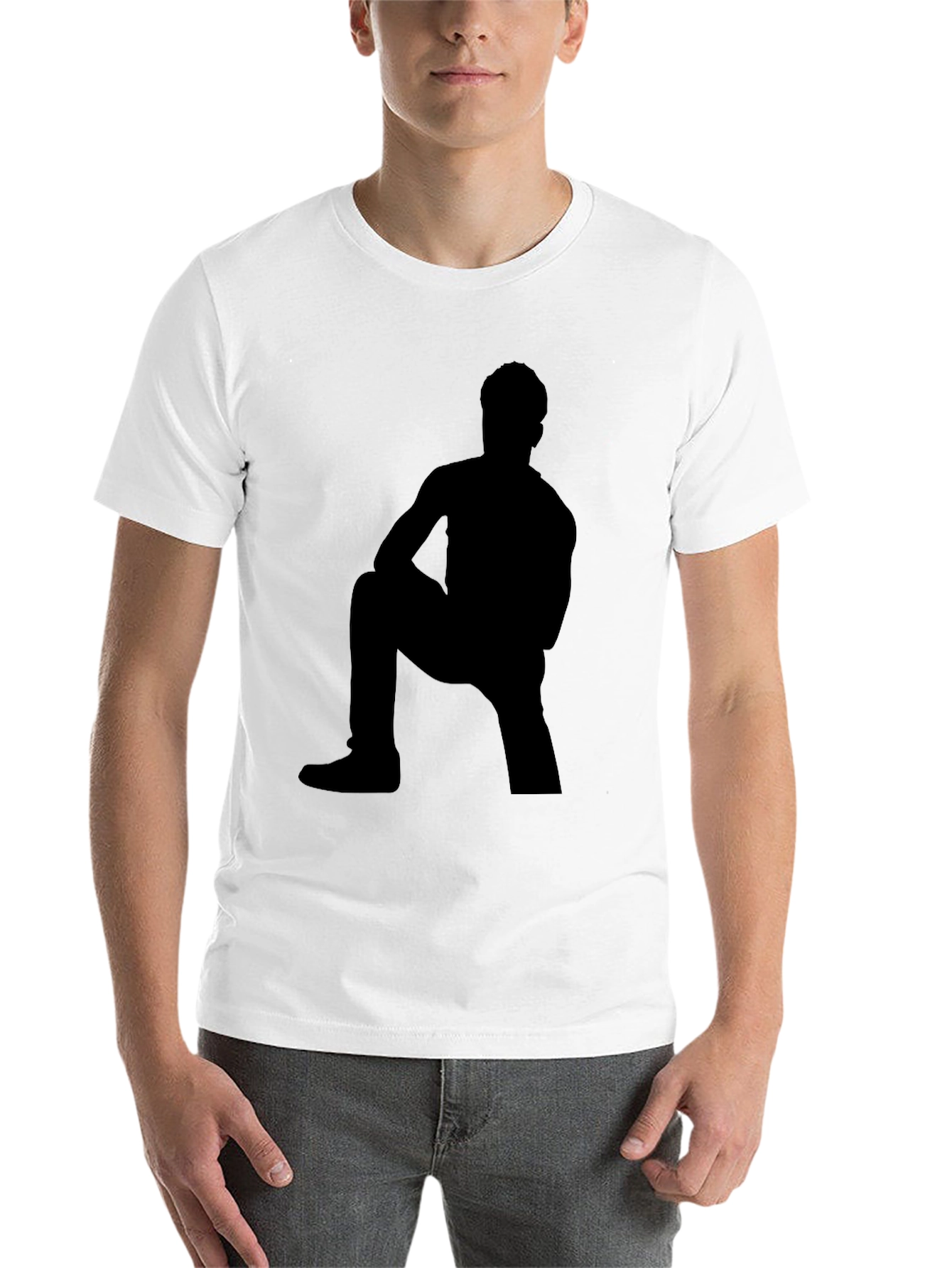 Black Shadow Figure Graphic Tee - Black Cotton Shirt view 14