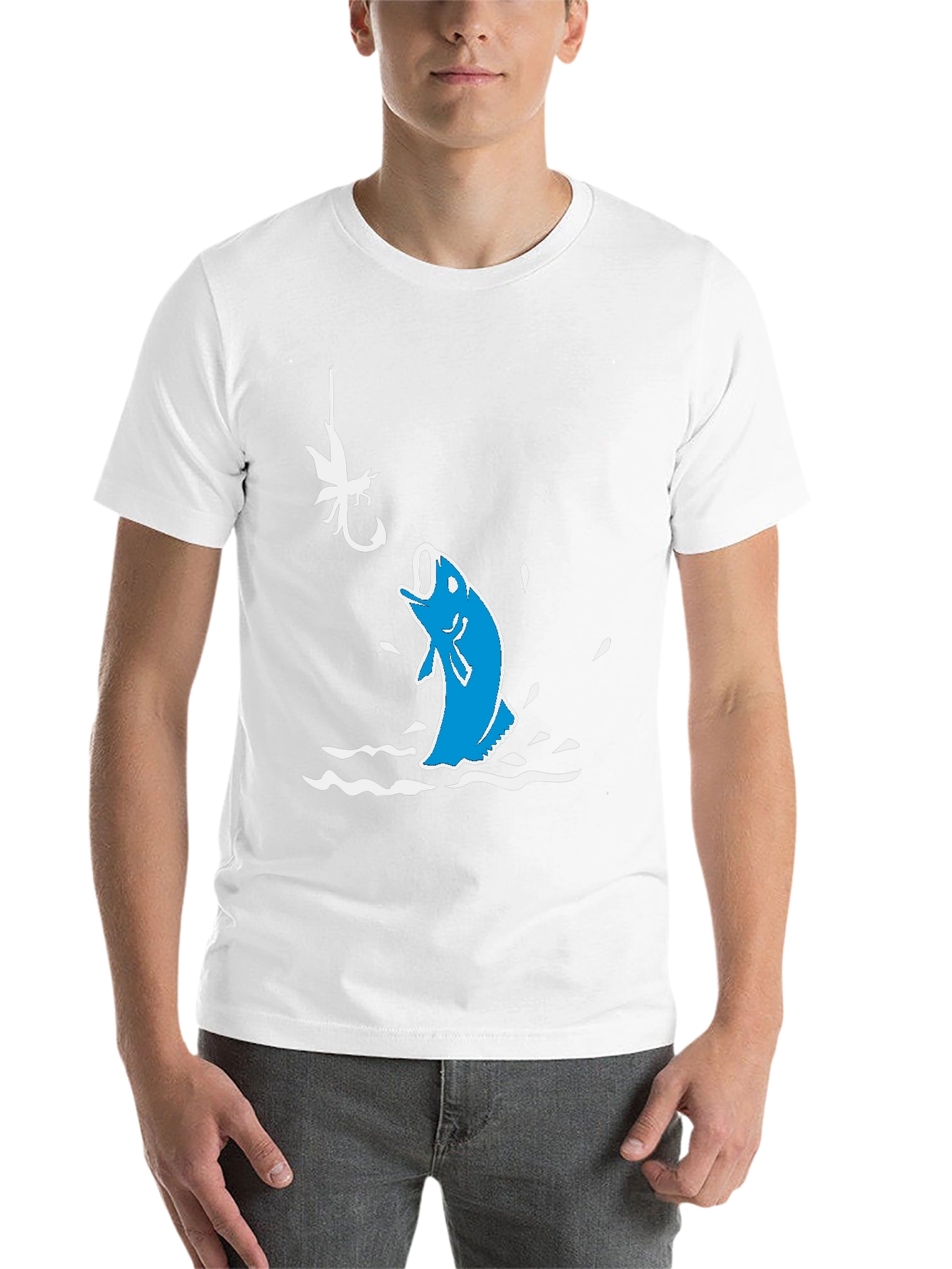 Black Fishing Hook T-Shirt: Jumping Bass Design view 14