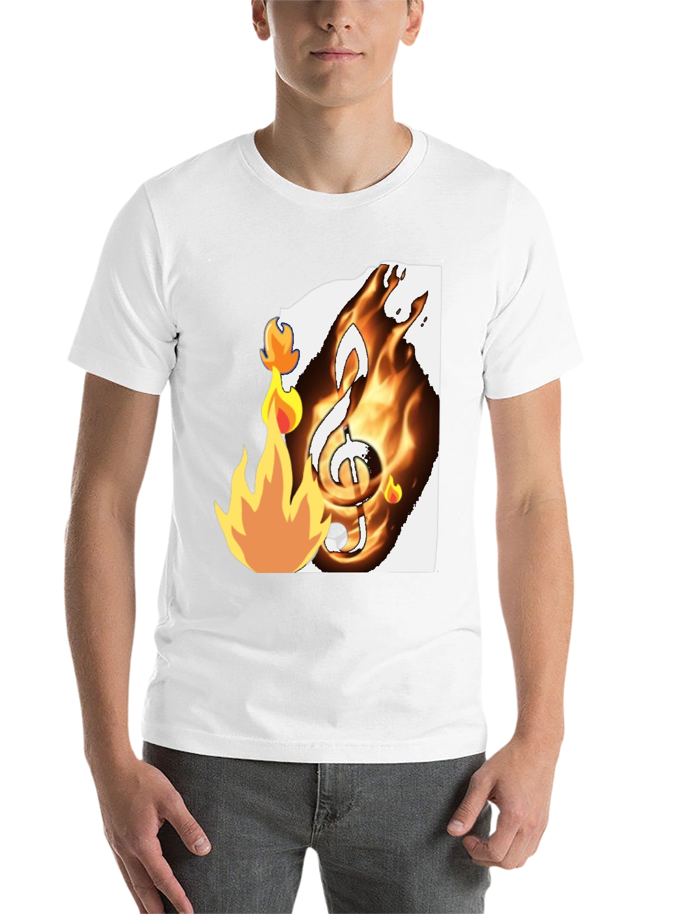 Black Fiery Music Note Graphic T-Shirt - Black view 14