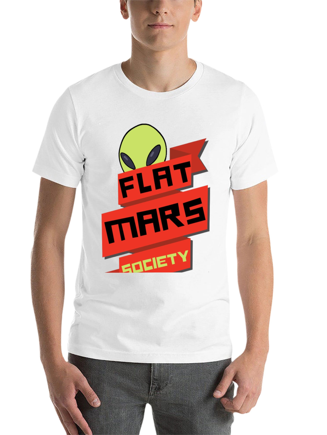 Black Flat Mars Society T-Shirt - Alien Graphic Tee view 14