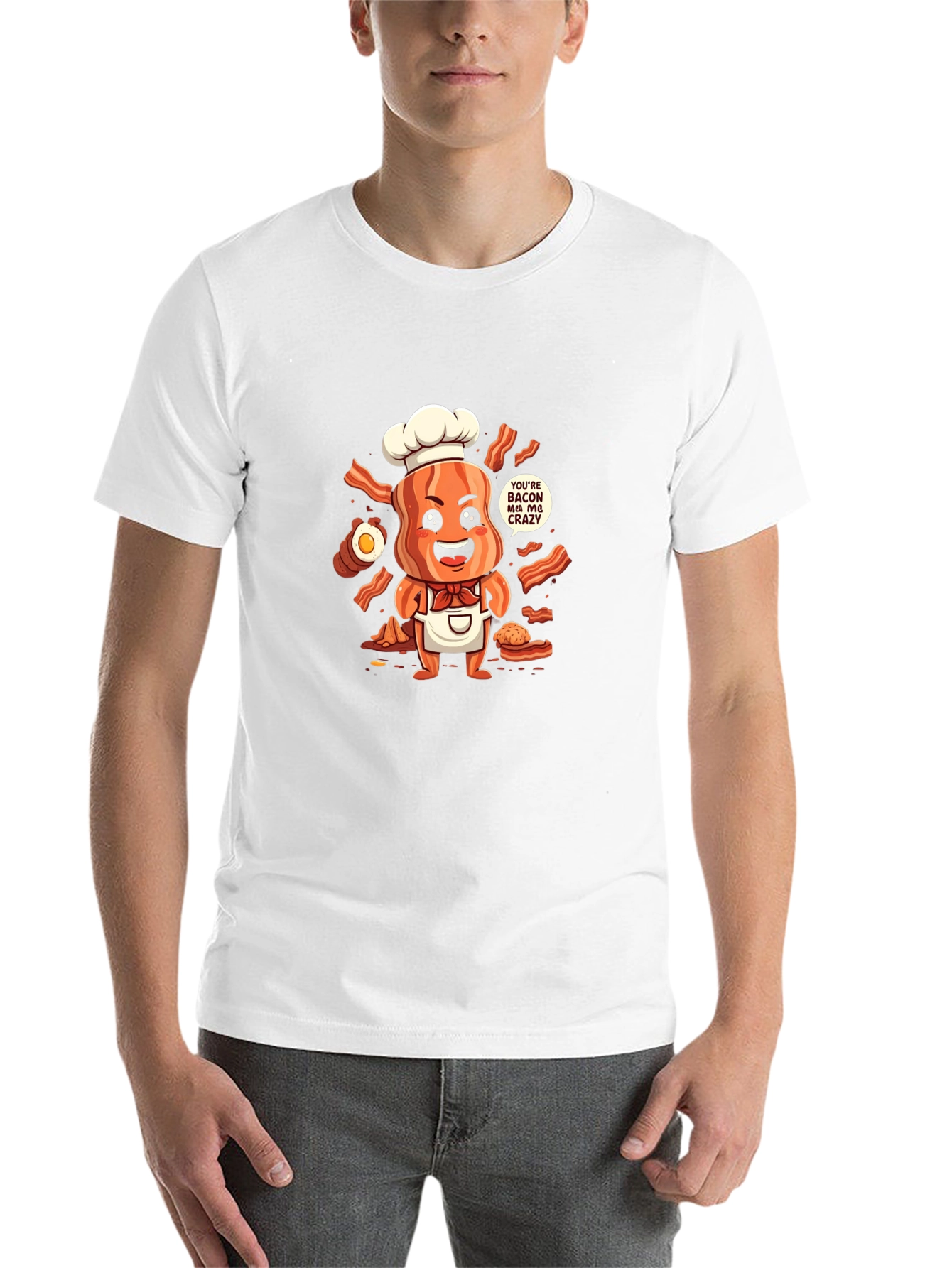 Black Funny Bacon Chef T-Shirt view 14