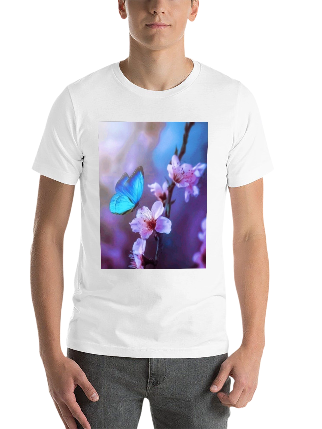 Black Butterfly Floral Print Black T-Shirt view 14