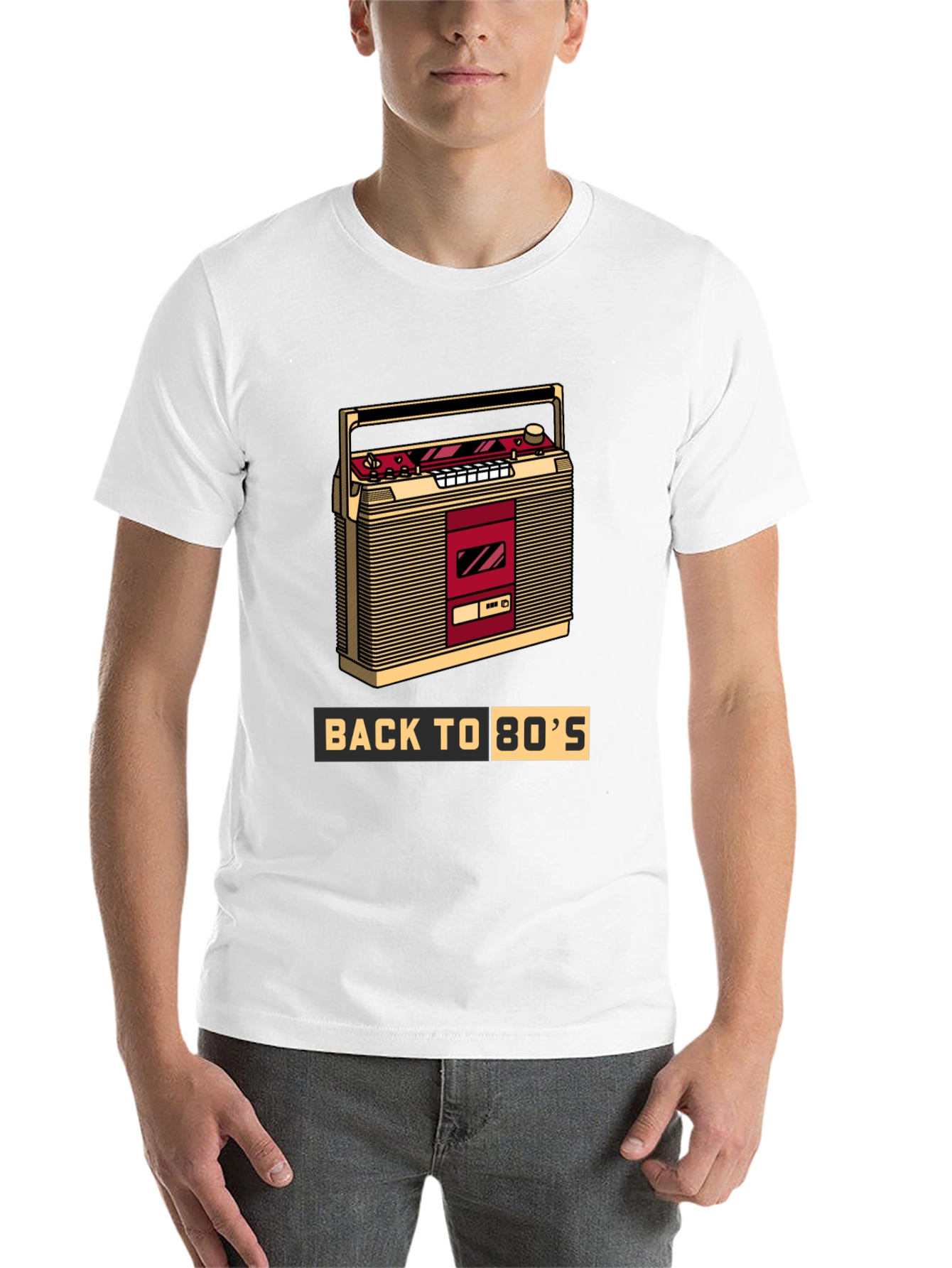 Black Back to the 80s Retro Boombox T-Shirt view 14