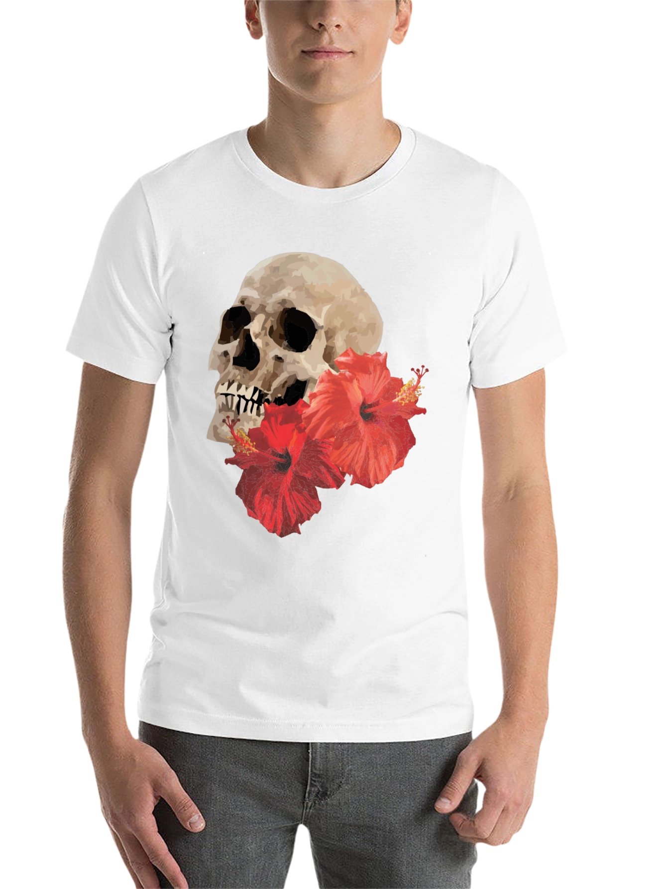 Black Skull & Hibiscus Graphic Tee - Bold Style view 14