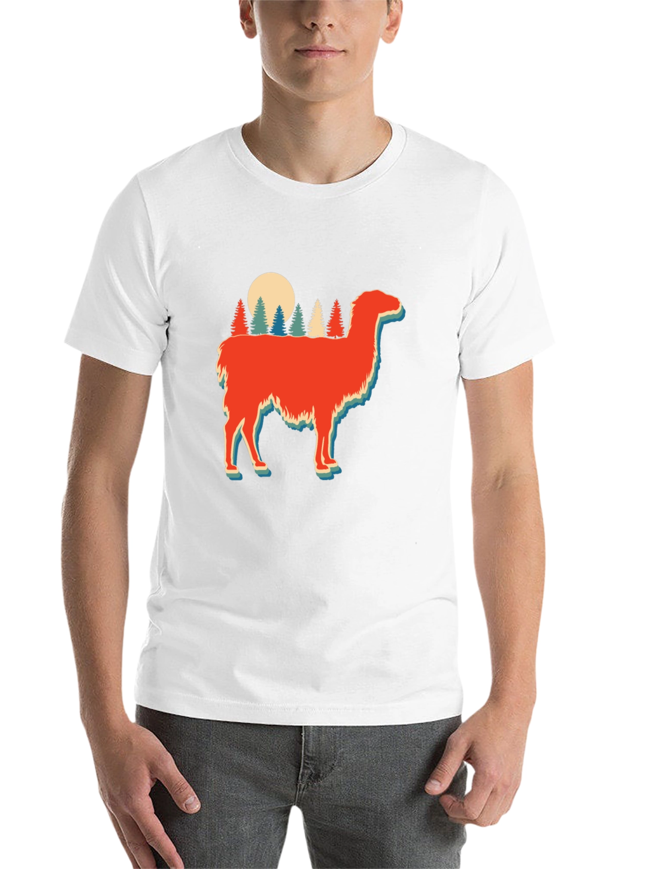 Black Retro Llama Forest Graphic Tee view 14