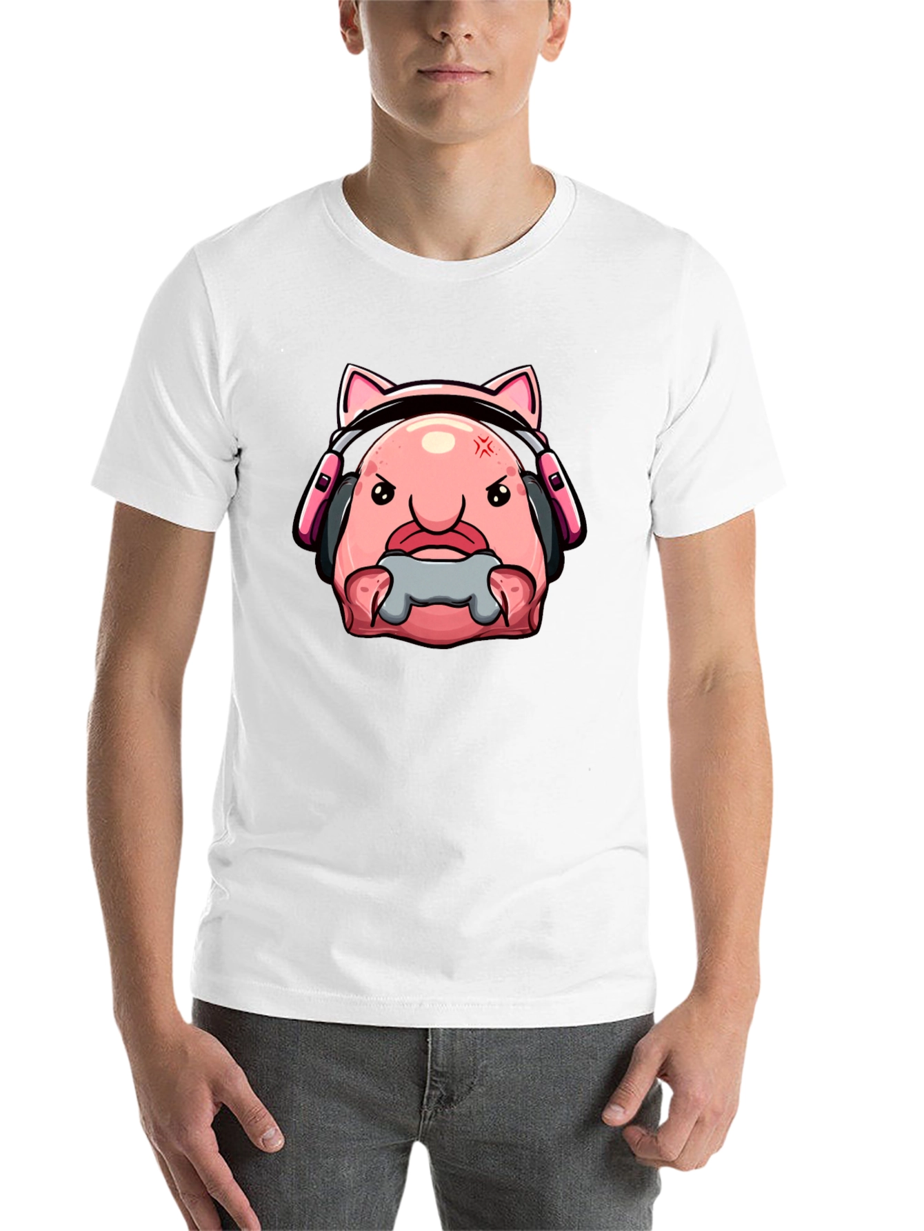 Black Gamer Blobfish T-Shirt - Angry Gaming Bloby view 14