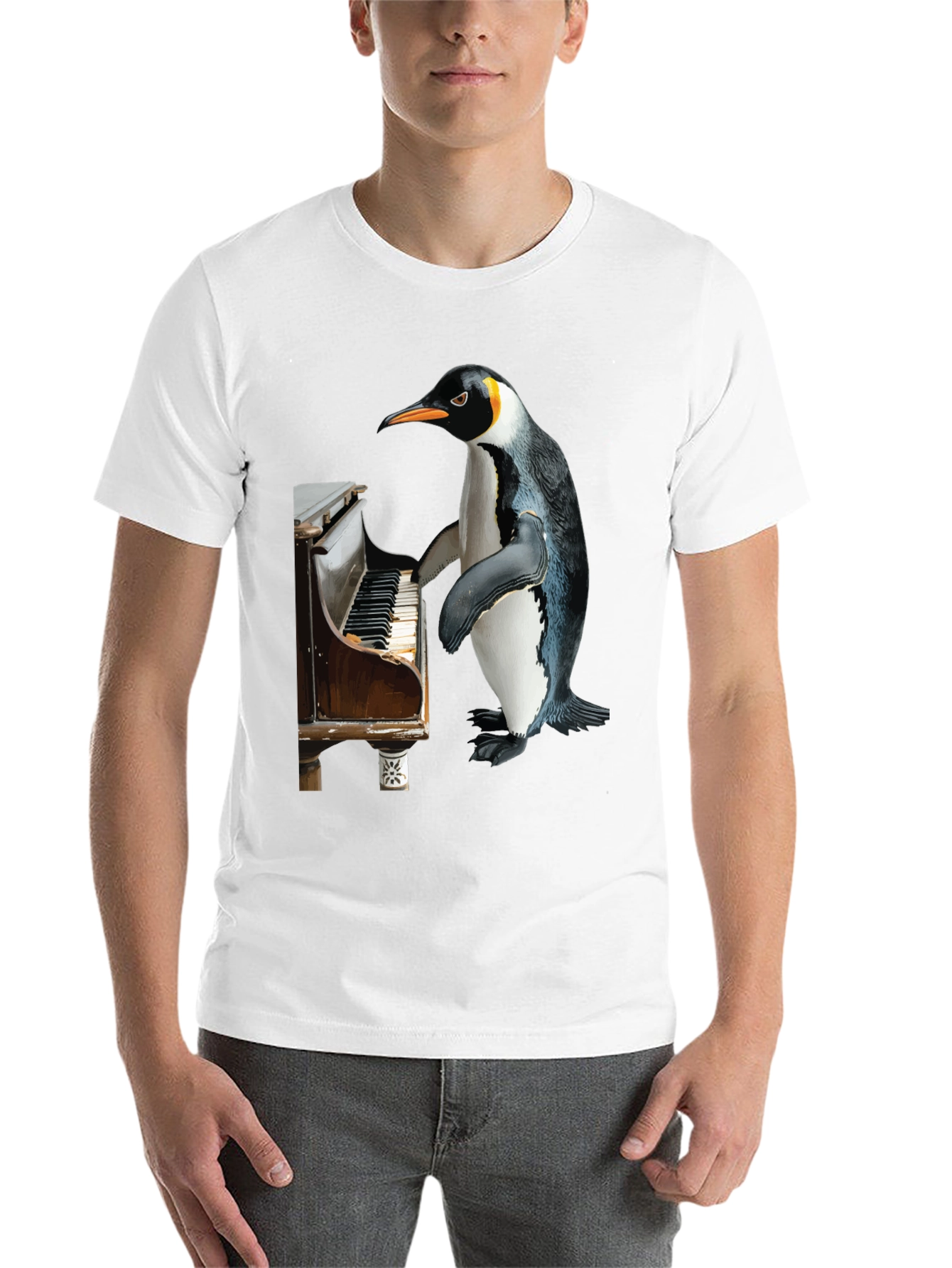 Black Piano Penguin Tee - Funny Music Lover T-Shirt view 14