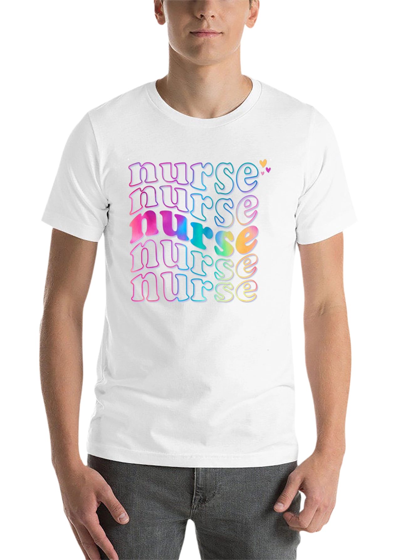 Black Retro Nurse T-Shirt, Colorful Graphic Tee view 14