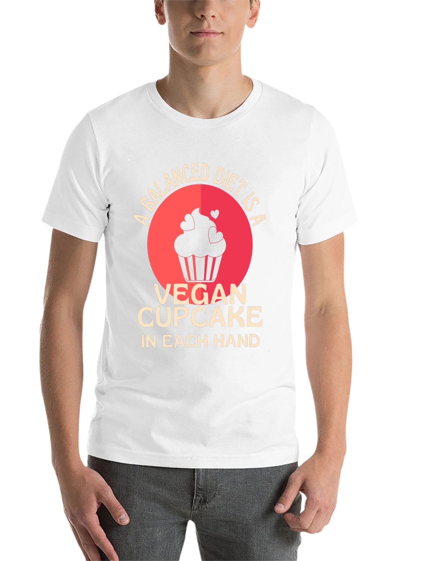 Black Vegan Cupcake Balanced Diet T-Shirt view 14