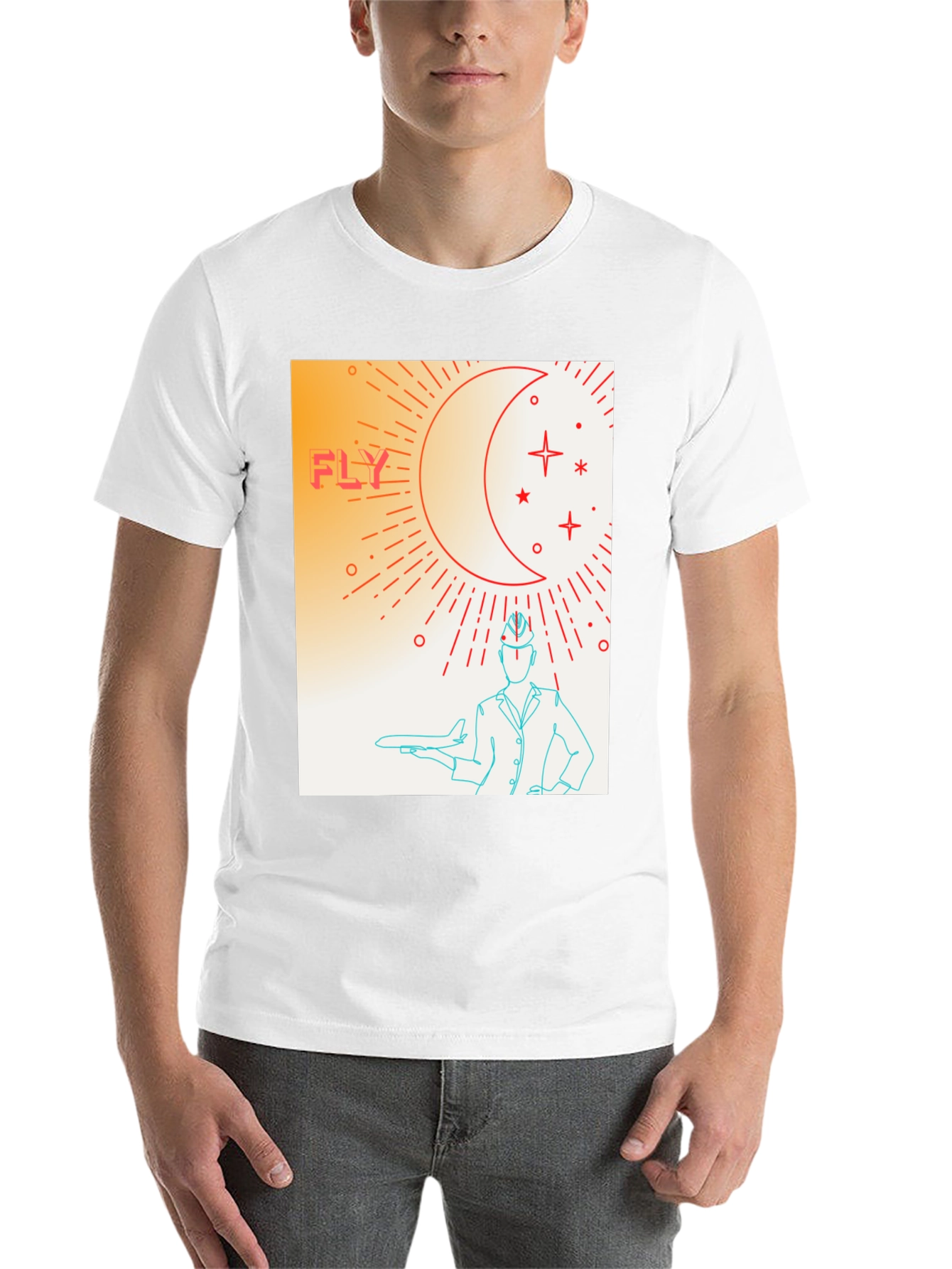 Black Fly High Graphic Tee - Airplane & Stars Design view 14