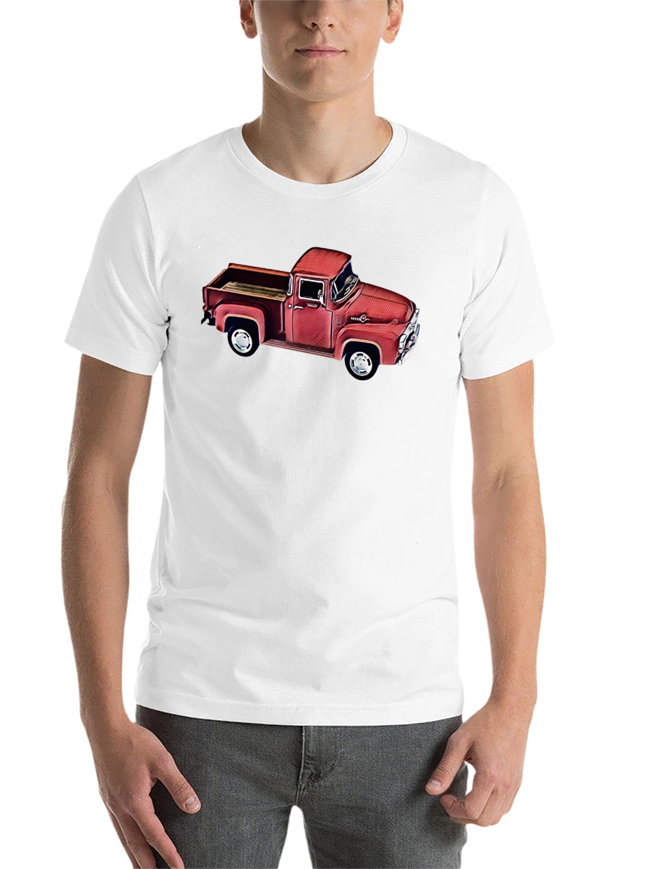 Black Vintage Red Truck Graphic T-Shirt - Classic Car Tee view 14