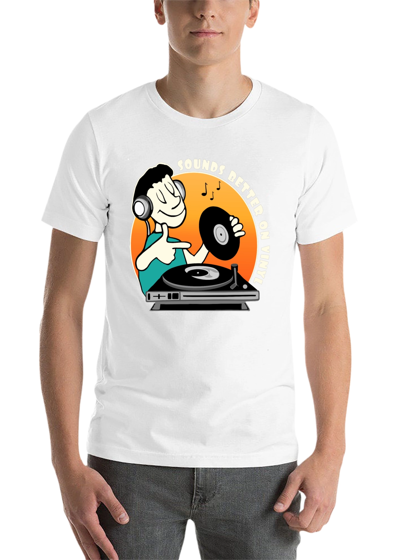 Black Sounds Better On Vinyl Men's Black T-Shirt view 14