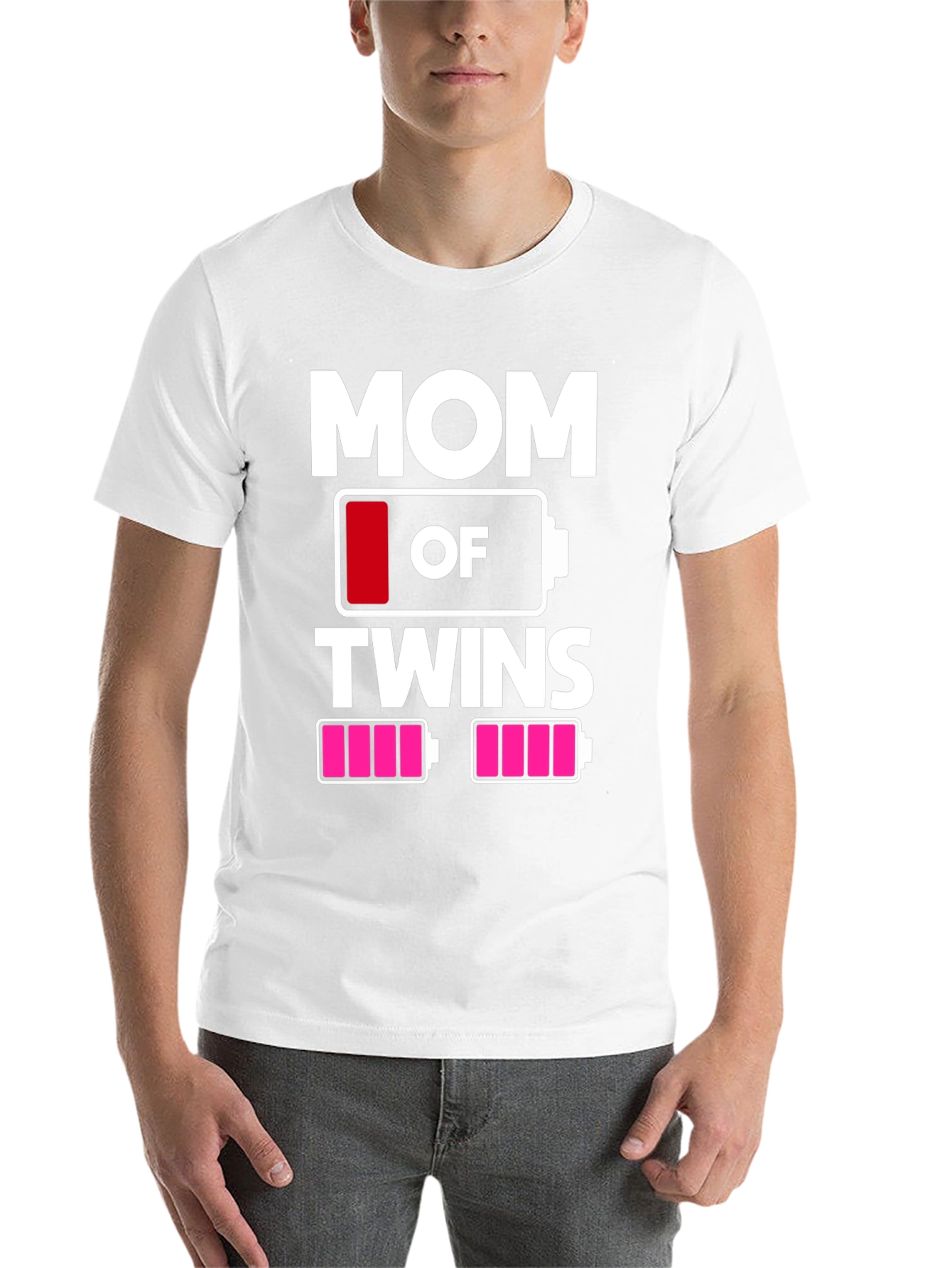 Black Mom of Twins T-Shirt - Low Battery Design view 14