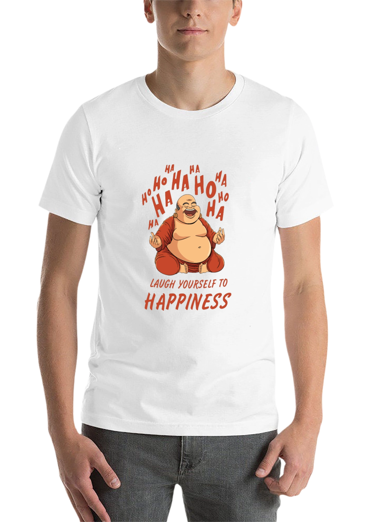 Black Laughing Buddha Graphic Tee - 'Happiness' view 14