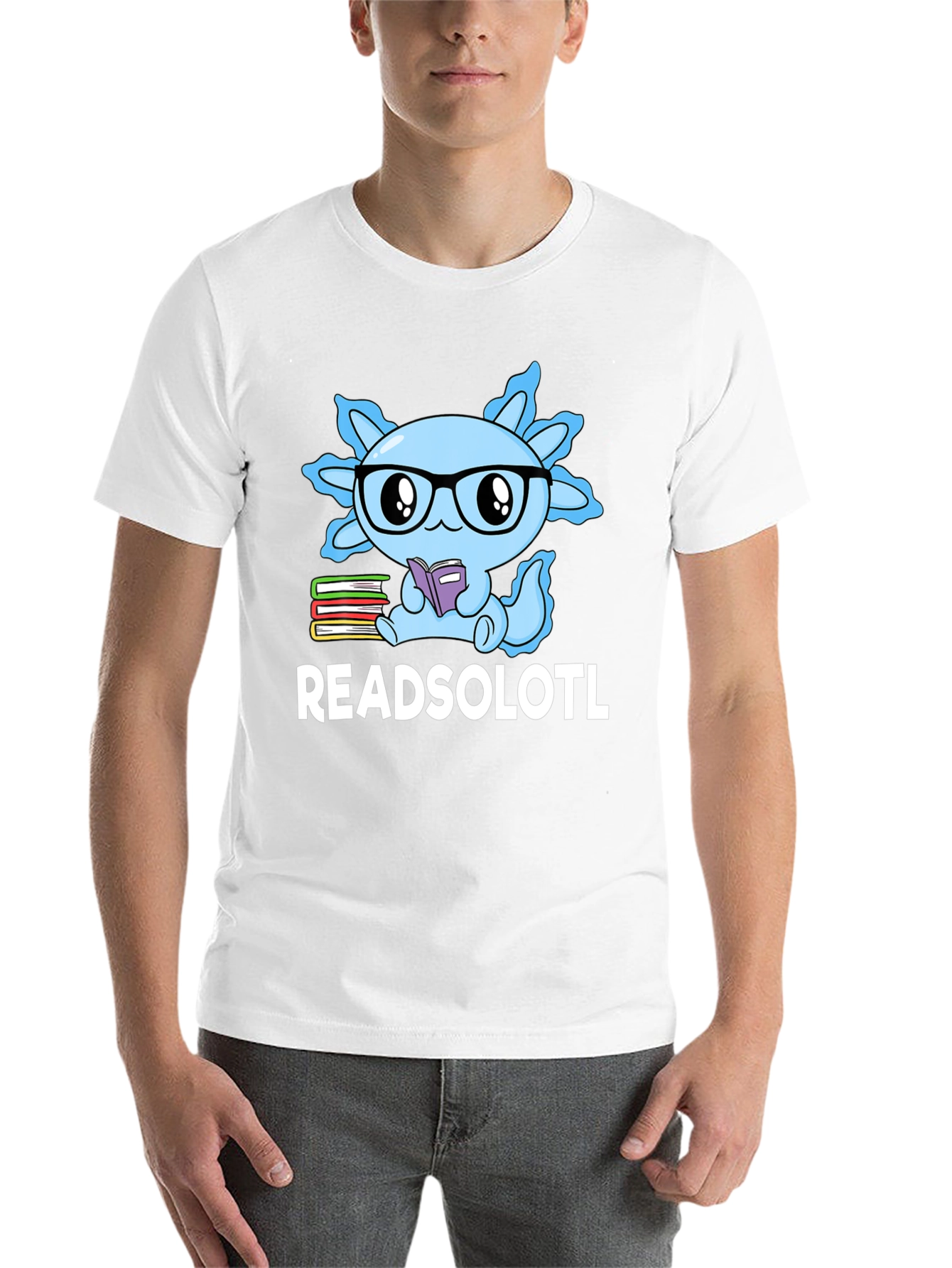 Black Readsolotl T-Shirt - Axolotl Reading Tee view 14